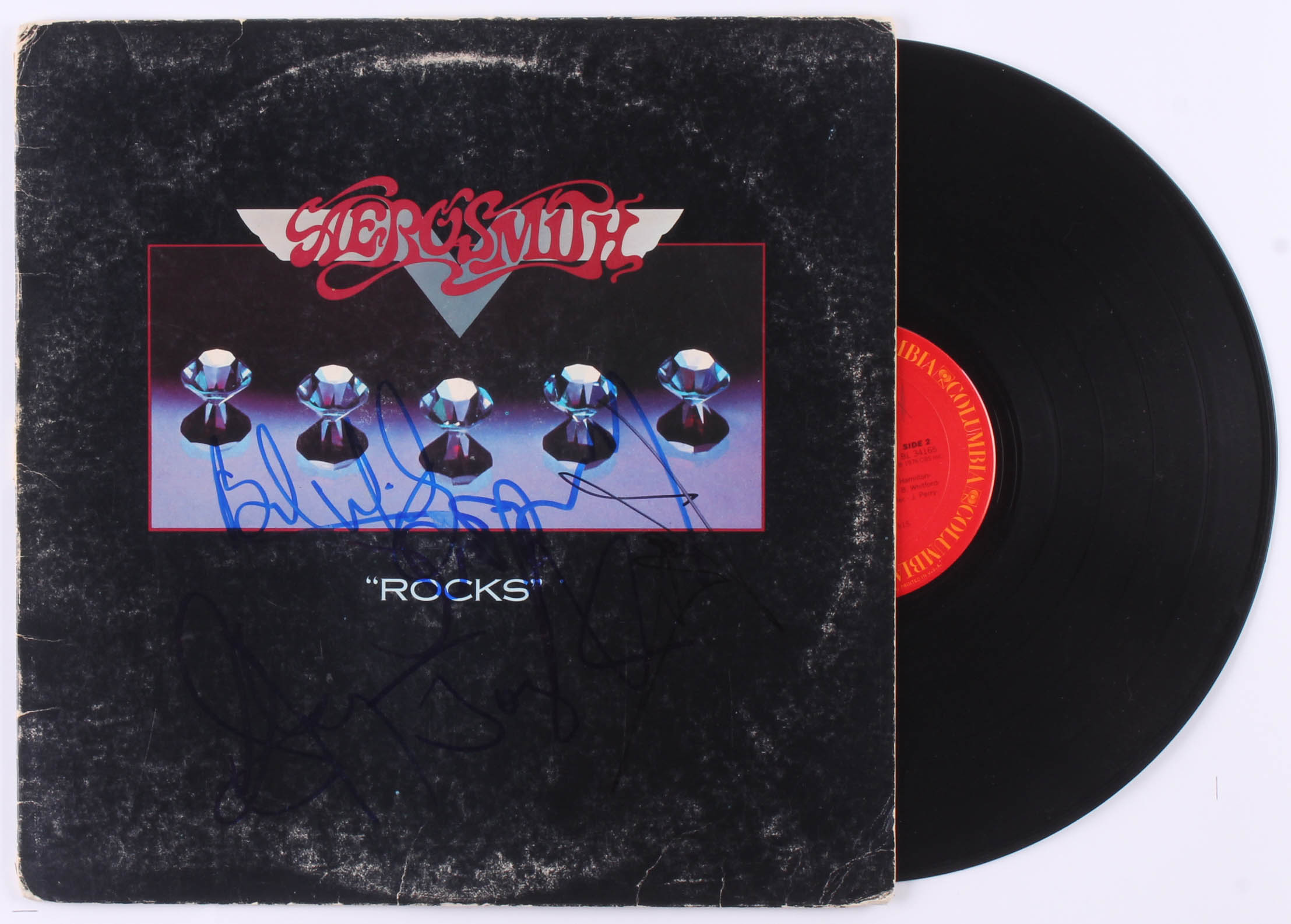 Aerosmith "Rocks" Vinyl Record Cover Band Signed by (5) with Steven Tyler, Tom Hamilton, Joey Kramer, Joe Perry, & Brad Whitford (JSA LOA) at PristineAuction.com Aerosmith "Rocks" Vinyl Record Cover Band Signed by (5) with Steven Tyler, Tom Hamilton, Joey Kramer, Joe Perry, & Brad Whitford (JSA LOA) at PristineAuction.com