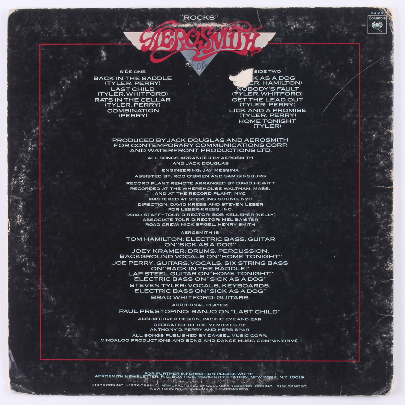 Aerosmith "Rocks" Vinyl Record Cover Band Signed by (5) with Steven Tyler, Tom Hamilton, Joey Kramer, Joe Perry, & Brad Whitford (JSA LOA) at PristineAuction.com Aerosmith "Rocks" Vinyl Record Cover Band Signed by (5) with Steven Tyler, Tom Hamilton, Joey Kramer, Joe Perry, & Brad Whitford (JSA LOA) at PristineAuction.com