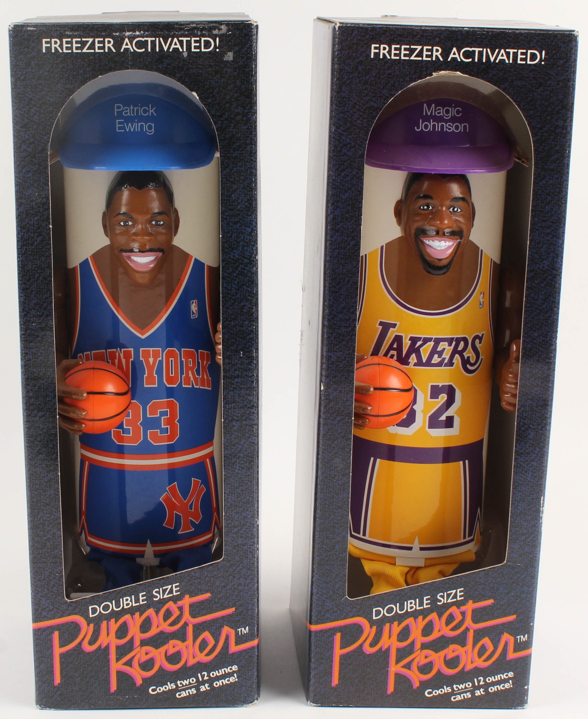 Lot of (2) Vintage 1989 Double Size Puppet Koolers with Patrick Ewing \u0026  Magic Johnson | Pristine Auction, image size:2351x2871