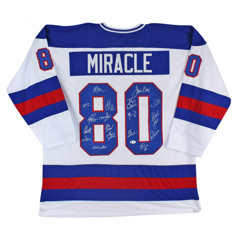 1980 "Miracle on Ice" Hockey Jersey TeamSigned by (18) with Mike