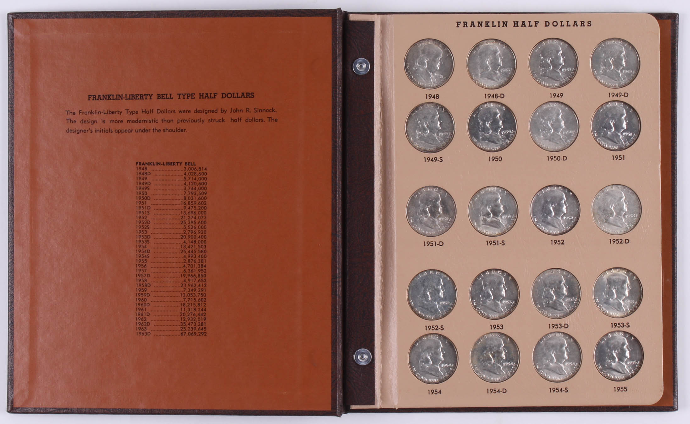 Complete Benjamin Franklin Silver Half-Dollars Collection of (35) Coins with Booklet at PristineAuction.com Complete Benjamin Franklin Silver Half-Dollars Collection of (35) Coins with Booklet at PristineAuction.com