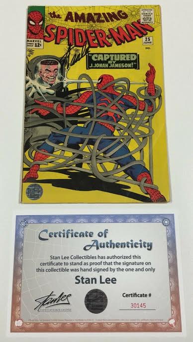 Stan Lee Signed 1965 "The Amazing Spider-Man" #25 Marvel Comic Book (Lee COA) at PristineAuction.com Stan Lee Signed 1965 "The Amazing Spider-Man" #25 Marvel Comic Book (Lee COA) at PristineAuction.com
