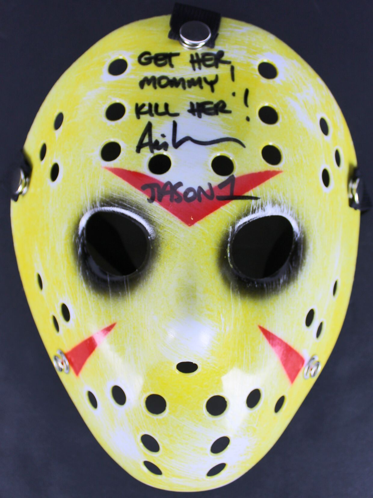 Ari Lehman Signed "Friday the 13th" Mask Inscribed "Get Her Mommy!" & "Kill Her!" (Beckett) at PristineAuction.com Ari Lehman Signed "Friday the 13th" Mask Inscribed "Get Her Mommy!" & "Kill Her!" (Beckett) at PristineAuction.com