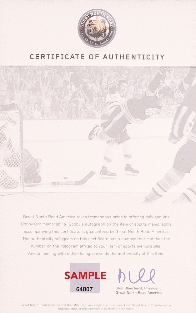 Bobby Orr Signed Bruins "The Flying Goal" 7x11 Photo (Orr COA) at PristineAuction.com Bobby Orr Signed Bruins "The Flying Goal" 7x11 Photo (Orr COA) at PristineAuction.com