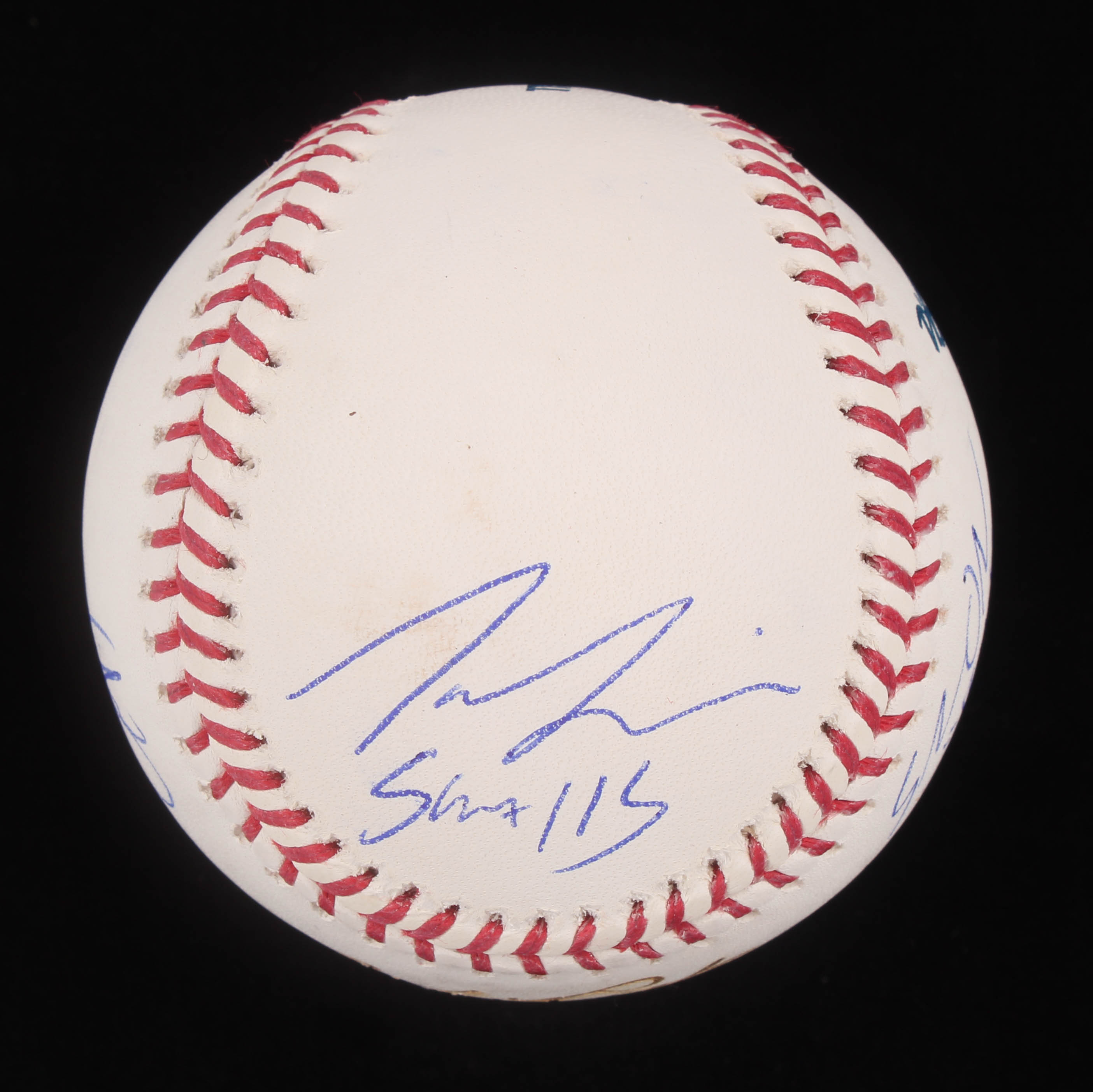 "The Sandlot" Babe Ruth Logo Baseball Cast-Signed By (6) with Tom Guiry, Chauncey Leopardi, Marty York, Victor Di Mattia with Multiple Inscriptions (Beckett COA) at PristineAuction.com "The Sandlot" Babe Ruth Logo Baseball Cast-Signed By (6) with Tom Guiry, Chauncey Leopardi, Marty York, Victor Di Mattia with Multiple Inscriptions (Beckett COA) at PristineAuction.com