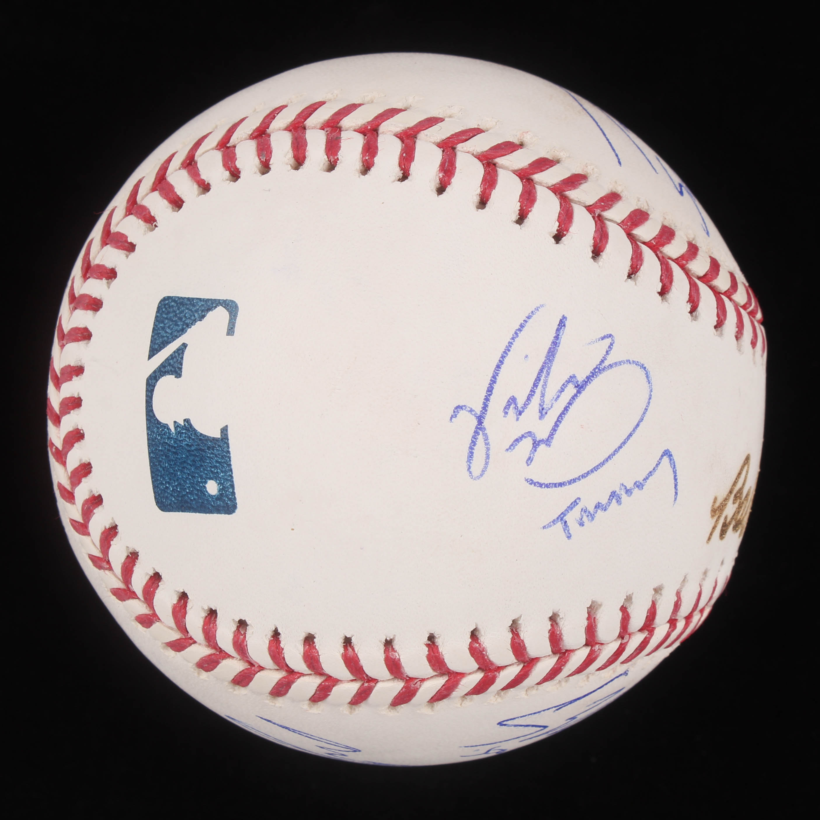 "The Sandlot" Babe Ruth Logo Baseball Cast-Signed By (6) with Tom Guiry, Chauncey Leopardi, Marty York, Victor Di Mattia with Multiple Inscriptions (Beckett COA) at PristineAuction.com "The Sandlot" Babe Ruth Logo Baseball Cast-Signed By (6) with Tom Guiry, Chauncey Leopardi, Marty York, Victor Di Mattia with Multiple Inscriptions (Beckett COA) at PristineAuction.com