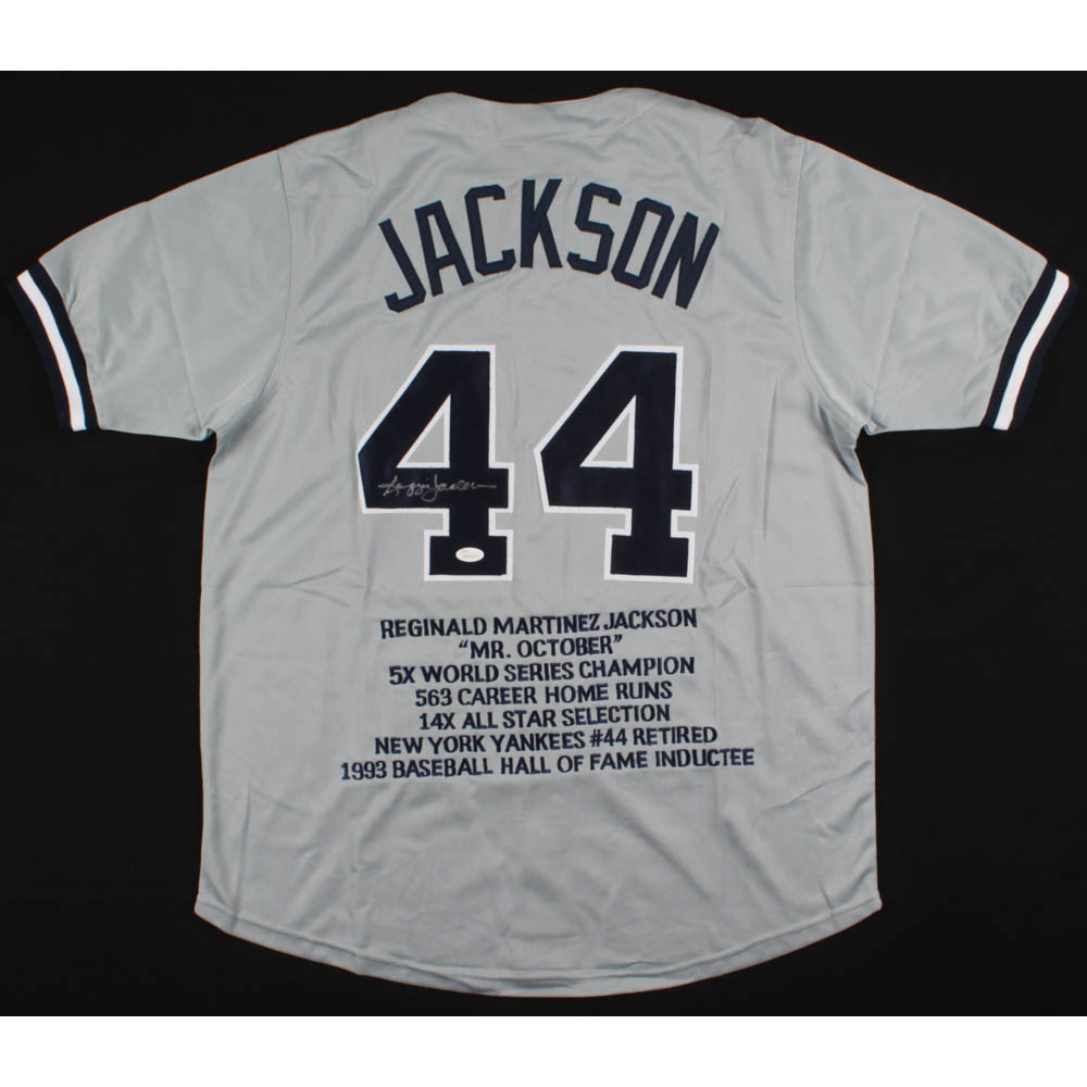 Reggie Jackson Signed Career Highlight Stat Jersey (JSA COA) | Pristine Auction
