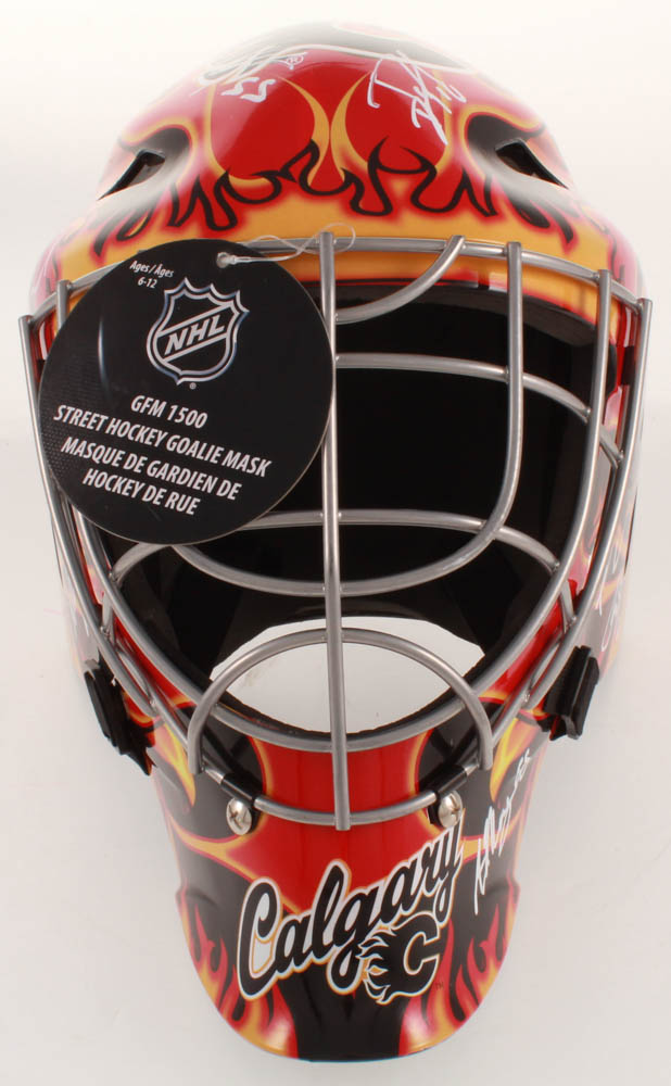 2019-20 Flames Full Size Goalie Mask Team-Signed by (13) with Mark Giordano, Sean Monahan, Milan Lucic, Andrew Mangiapane, Tobias Reider (JSA ALOA) at PristineAuction.com 2019-20 Flames Full Size Goalie Mask Team-Signed by (13) with Mark Giordano, Sean Monahan, Milan Lucic, Andrew Mangiapane, Tobias Reider (JSA ALOA) at PristineAuction.com