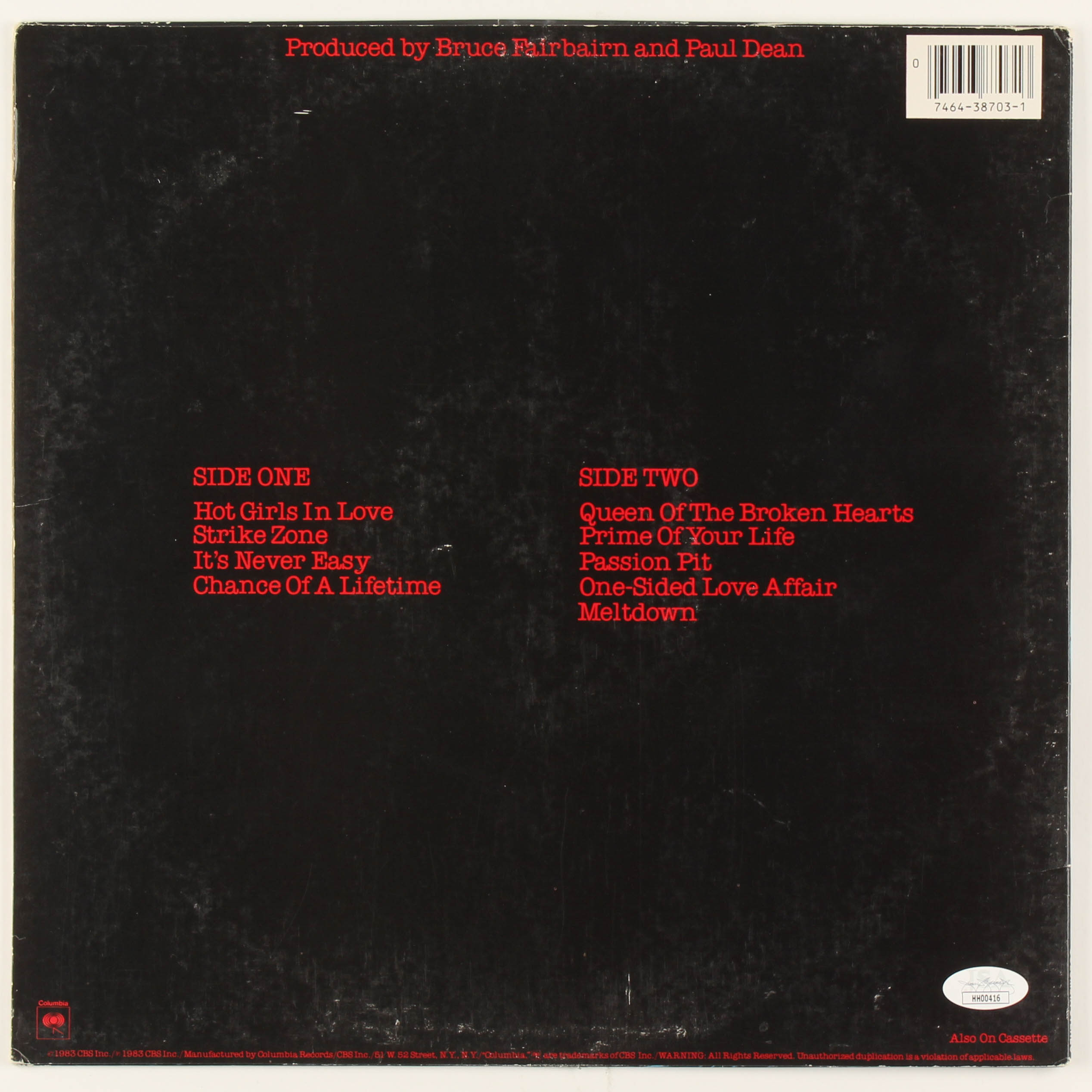 Loverboy "Keep It Up" Vinyl Record Album Signed by (4) with Mike Reno, Paul Dean, Doug Johnson & Matt Frenette (JSA COA) at PristineAuction.com Loverboy "Keep It Up" Vinyl Record Album Signed by (4) with Mike Reno, Paul Dean, Doug Johnson & Matt Frenette (JSA COA) at PristineAuction.com