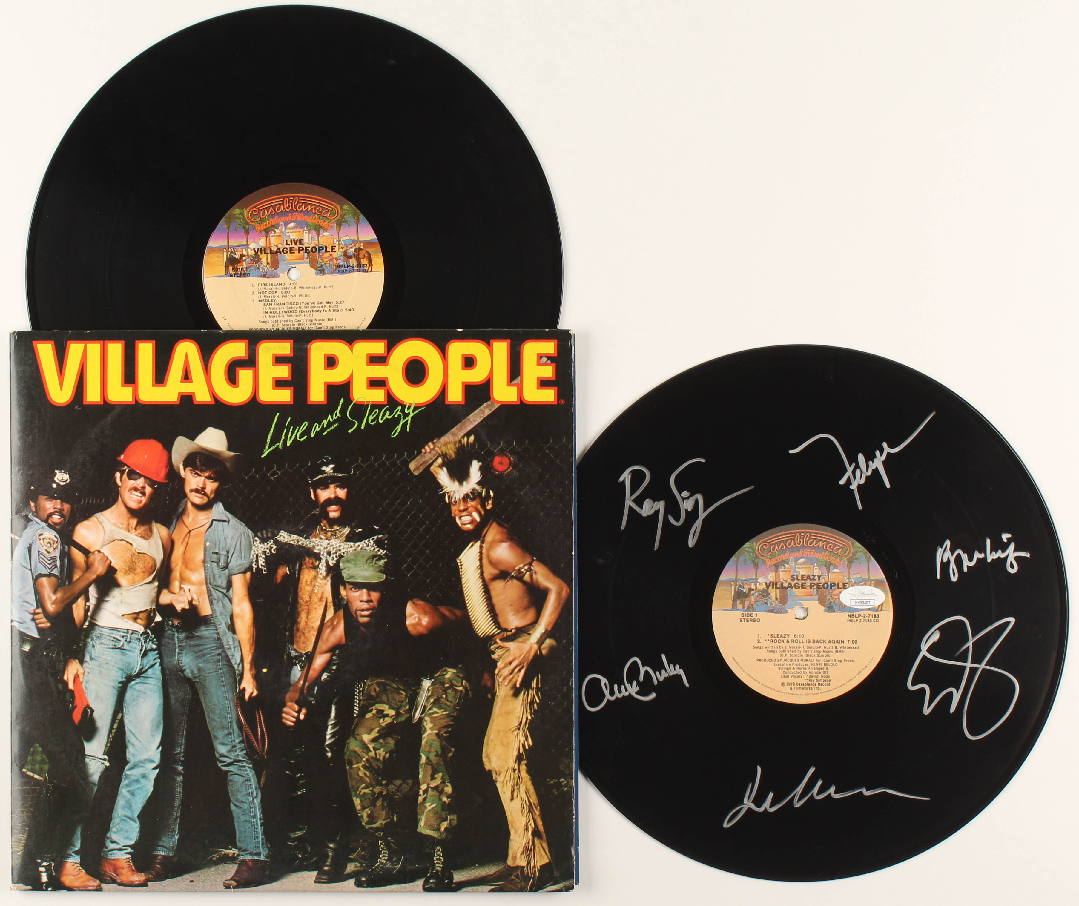 Village People "Live and Sleazy" Vinyl Record Album Signed by (6) with Felipe Rose, Alex Briley, Ray Simpson, Eric Anzalone (JSA COA) at PristineAuction.com Village People "Live and Sleazy" Vinyl Record Album Signed by (6) with Felipe Rose, Alex Briley, Ray Simpson, Eric Anzalone (JSA COA) at PristineAuction.com