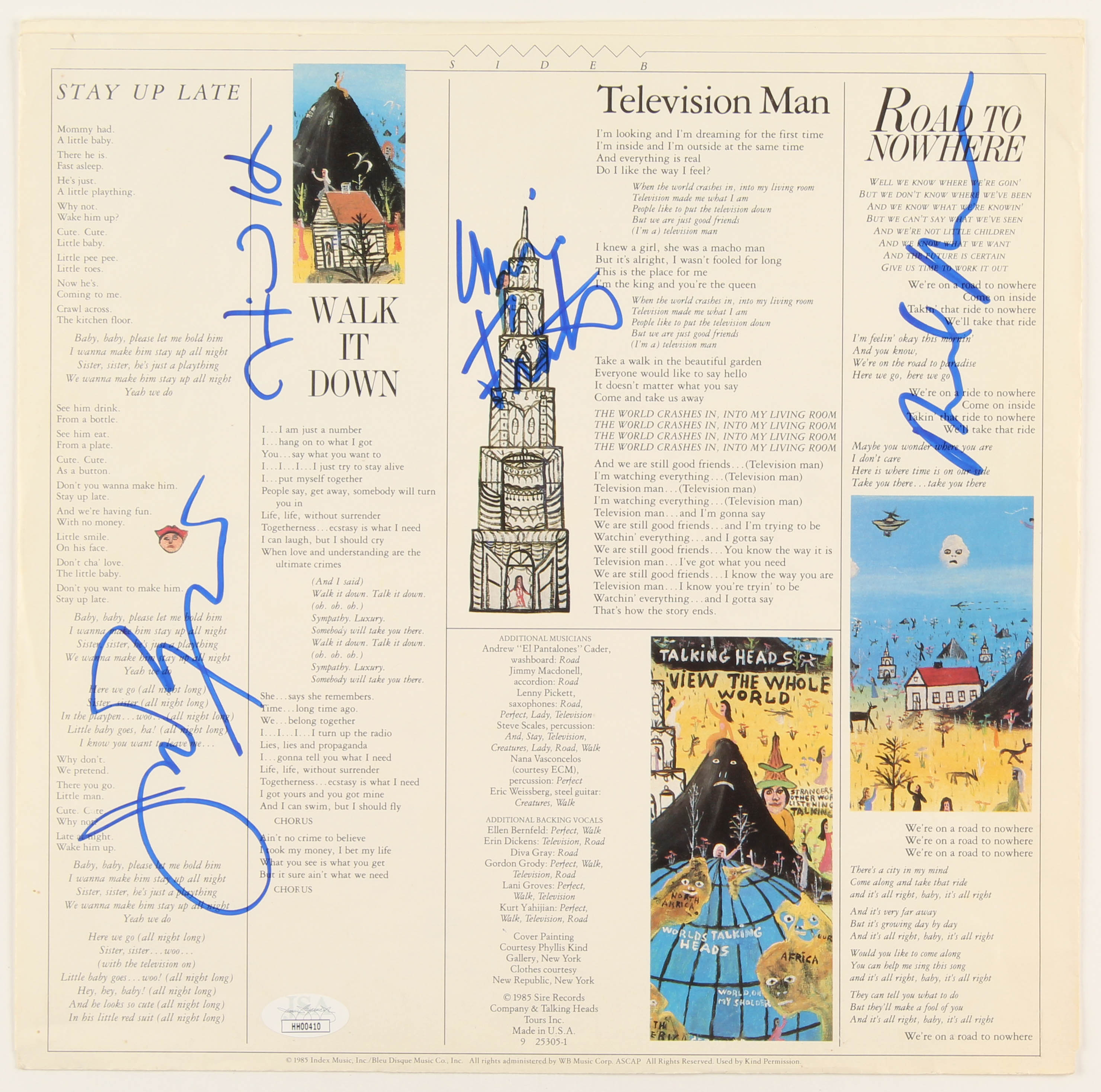 Talking Heads "Little Creatures" Vinyl Record Album Signed by (4) with David Byrne, Chris Frantz, Tina Weymouth & Jerry Harrison (JSA COA) at PristineAuction.com Talking Heads "Little Creatures" Vinyl Record Album Signed by (4) with David Byrne, Chris Frantz, Tina Weymouth & Jerry Harrison (JSA COA) at PristineAuction.com