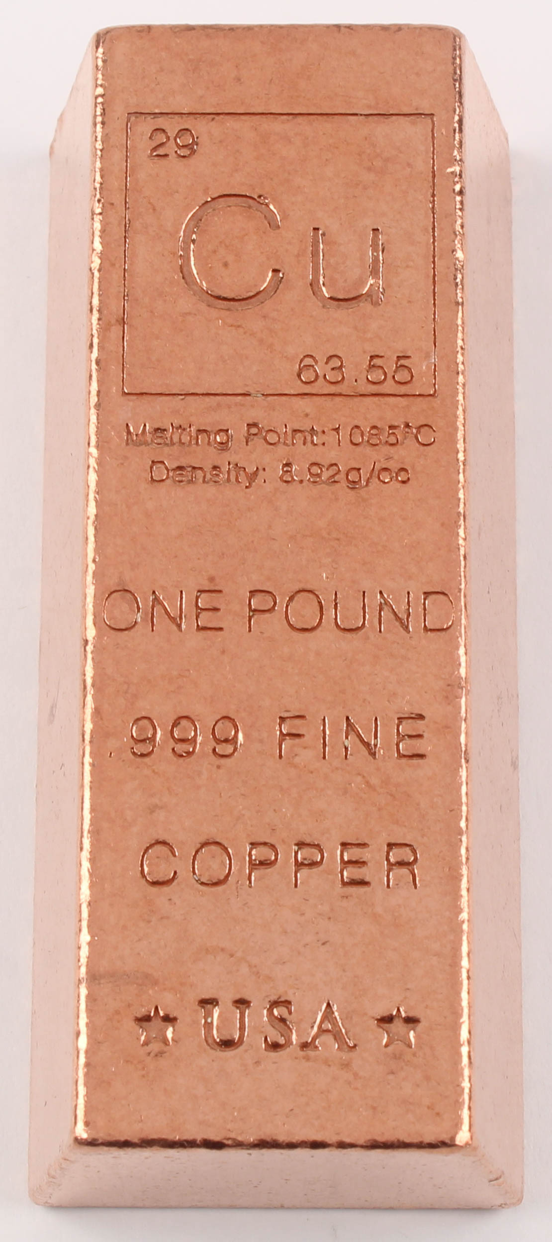 One Pound .999 Fine Copper "Periodic Table" Bullion Bar at PristineAuction.com One Pound .999 Fine Copper "Periodic Table" Bullion Bar at PristineAuction.com