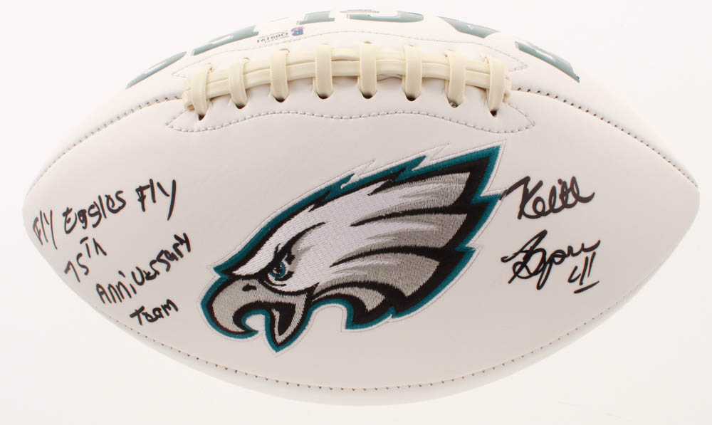 Keith Byars Signed Eagles Logo Football Inscribed "Fly Eagles Fly" & "75th Anniversary Team" (Beckett COA) at PristineAuction.com Keith Byars Signed Eagles Logo Football Inscribed "Fly Eagles Fly" & "75th Anniversary Team" (Beckett COA) at PristineAuction.com