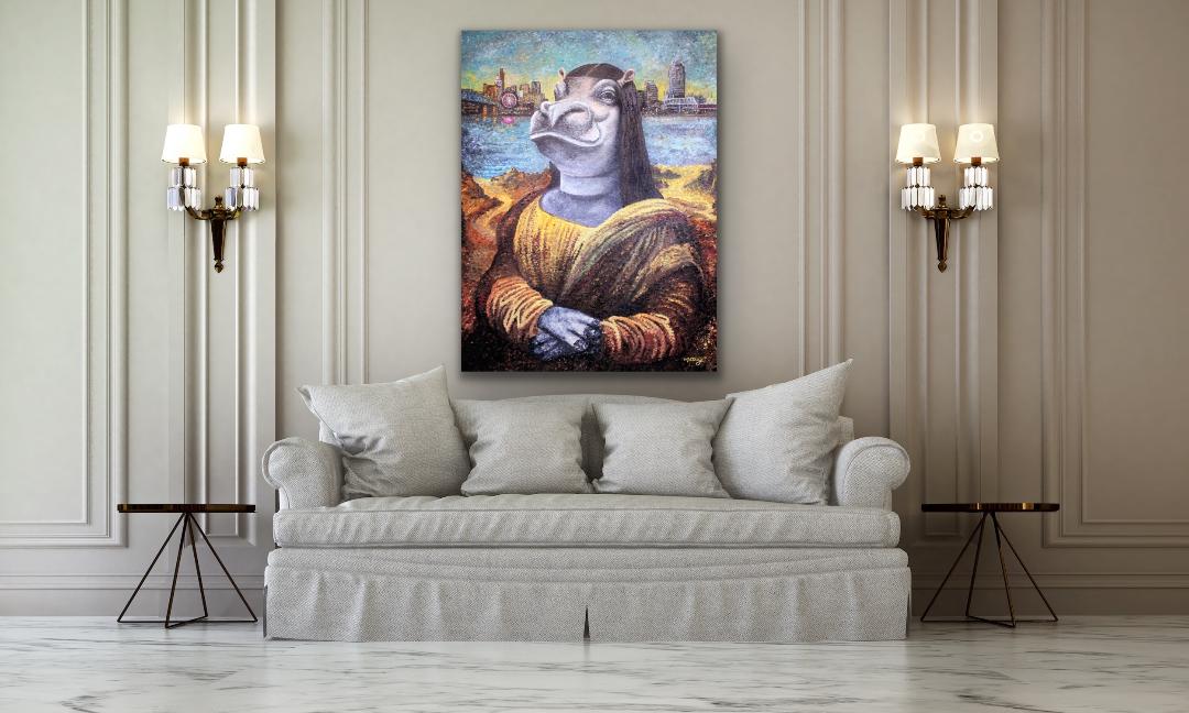 Greg Matsey Signed "Fiona Lisa" 36x48x1 Mixed Media Giclee on Canvas at PristineAuction.com Greg Matsey Signed "Fiona Lisa" 36x48x1 Mixed Media Giclee on Canvas at PristineAuction.com