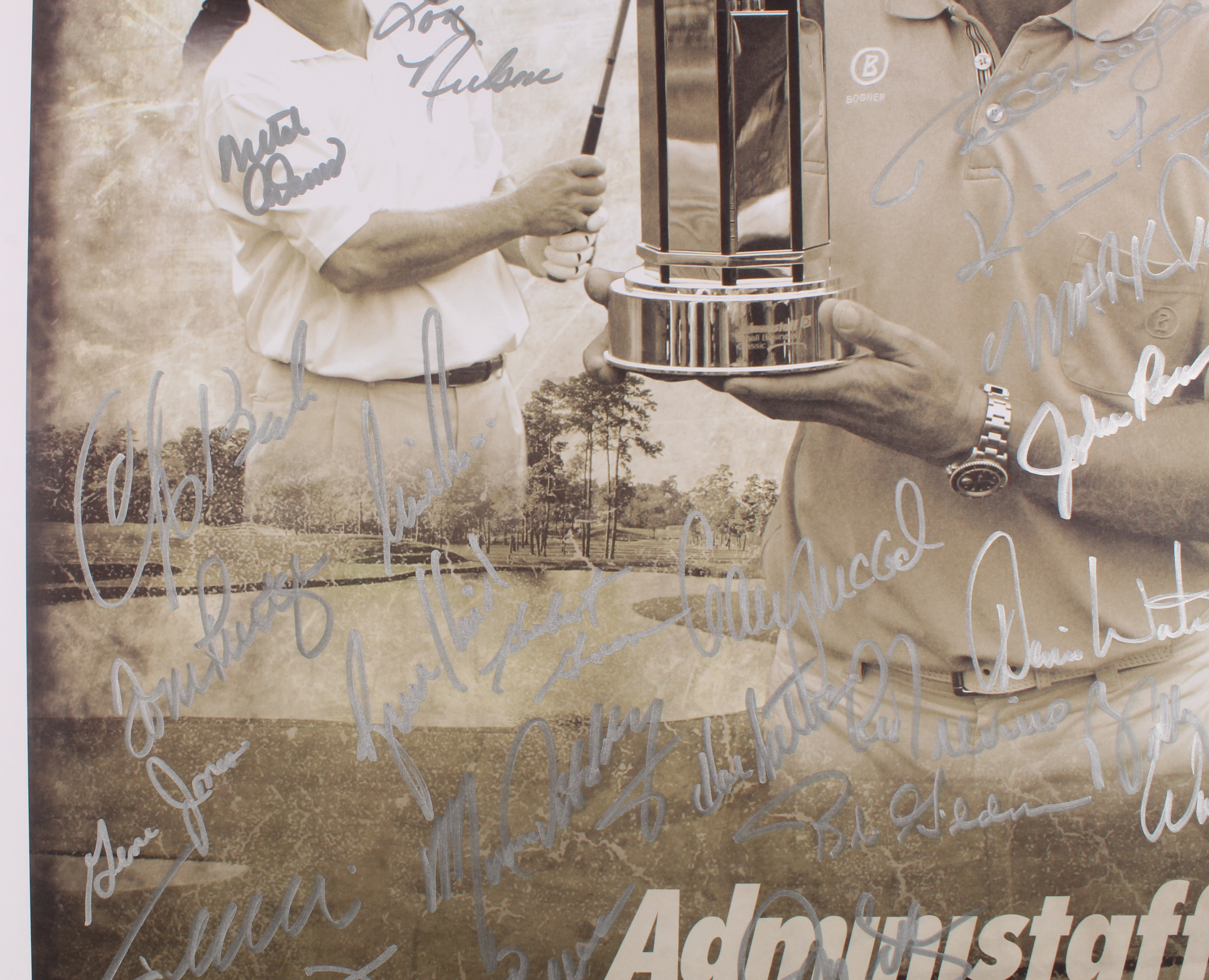 The Woodlands Country Club Tournament 24x36 Poster on Foam Board Signed by (80) with Ben Crenshaw, Scott Simpson, Jim Thorpe, Fuzzy Zoeller (JSA ALOA) at PristineAuction.com The Woodlands Country Club Tournament 24x36 Poster on Foam Board Signed by (80) with Ben Crenshaw, Scott Simpson, Jim Thorpe, Fuzzy Zoeller (JSA ALOA) at PristineAuction.com