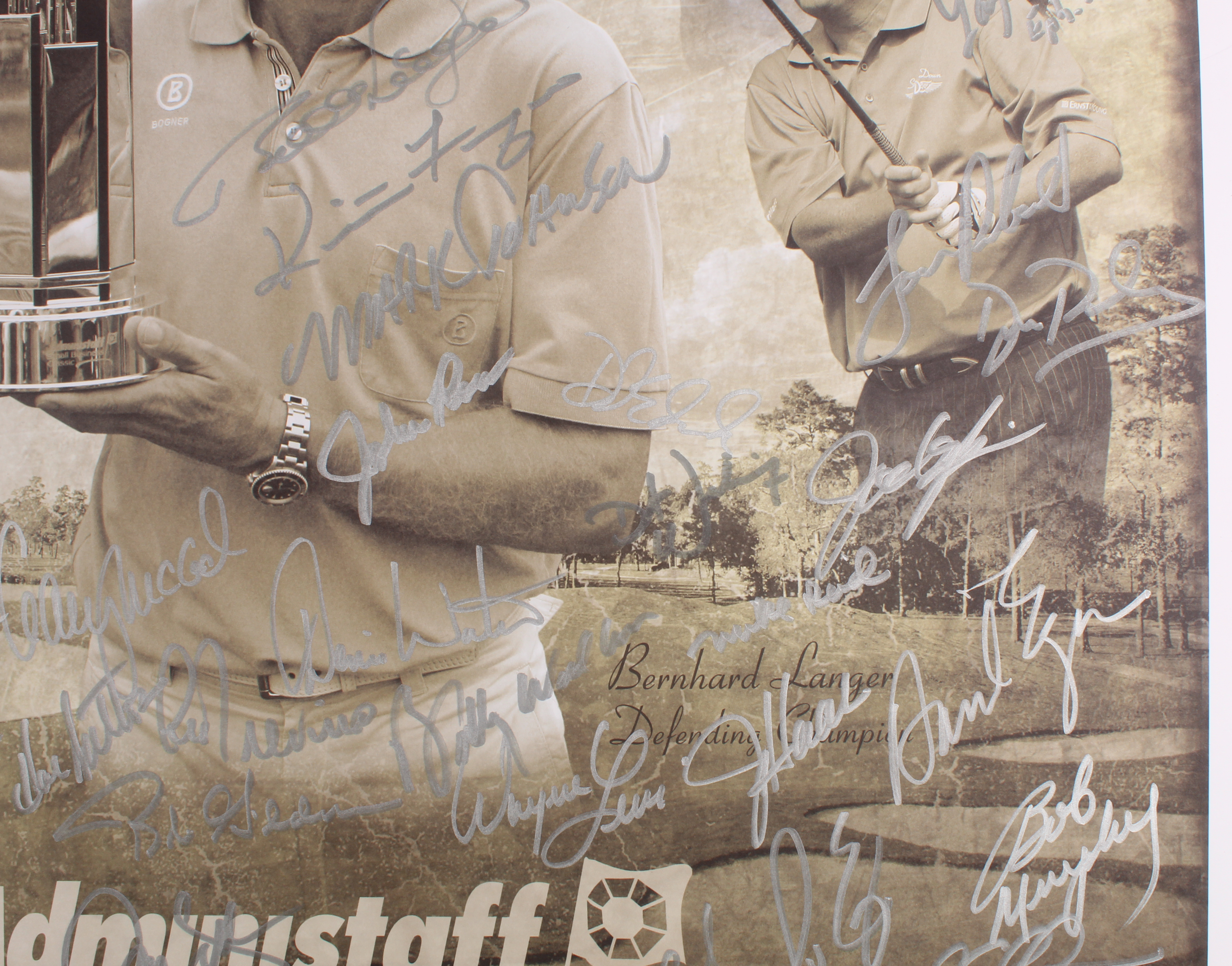 The Woodlands Country Club Tournament 24x36 Poster on Foam Board Signed by (80) with Ben Crenshaw, Scott Simpson, Jim Thorpe, Fuzzy Zoeller (JSA ALOA) at PristineAuction.com The Woodlands Country Club Tournament 24x36 Poster on Foam Board Signed by (80) with Ben Crenshaw, Scott Simpson, Jim Thorpe, Fuzzy Zoeller (JSA ALOA) at PristineAuction.com