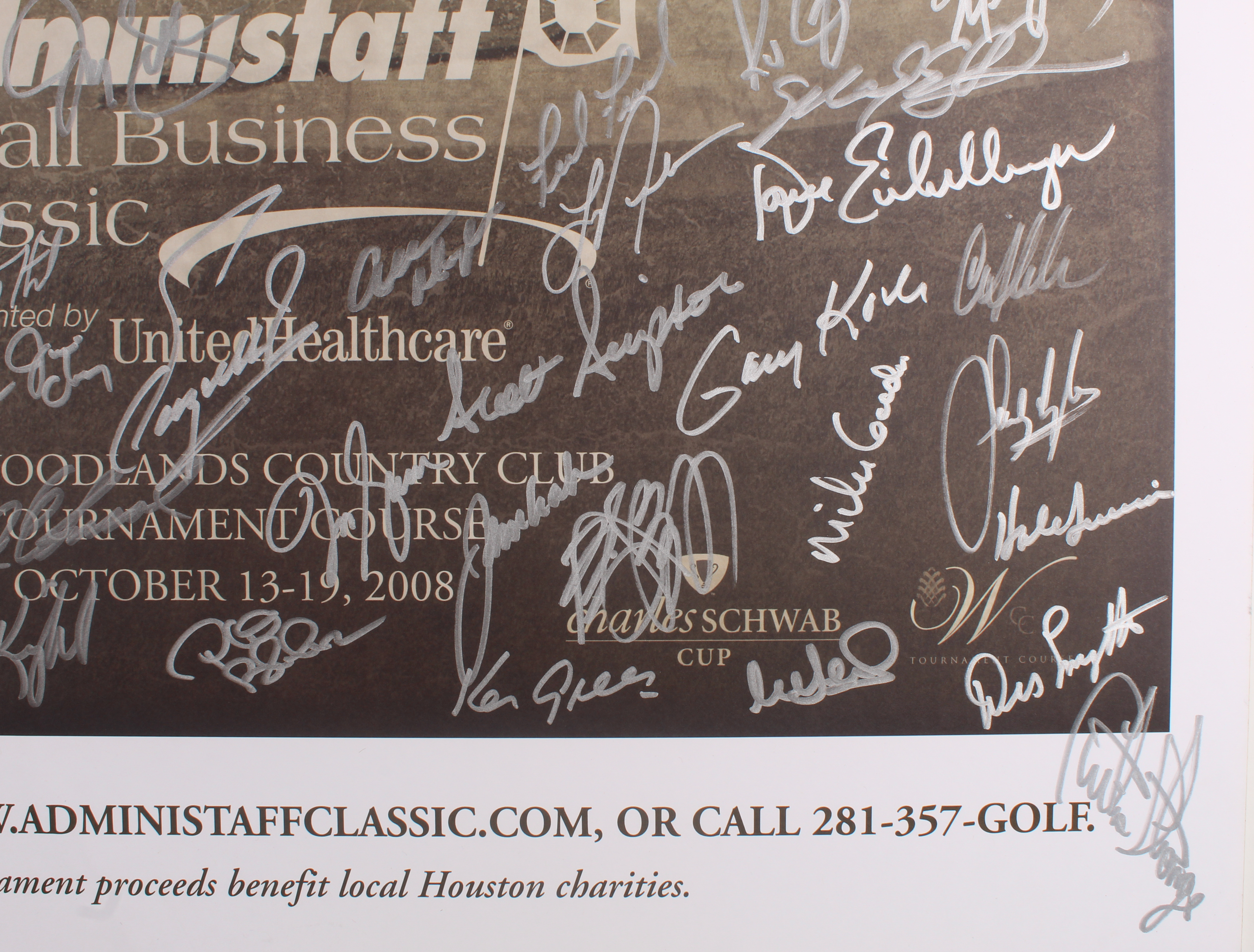 The Woodlands Country Club Tournament 24x36 Poster on Foam Board Signed by (80) with Ben Crenshaw, Scott Simpson, Jim Thorpe, Fuzzy Zoeller (JSA ALOA) at PristineAuction.com The Woodlands Country Club Tournament 24x36 Poster on Foam Board Signed by (80) with Ben Crenshaw, Scott Simpson, Jim Thorpe, Fuzzy Zoeller (JSA ALOA) at PristineAuction.com