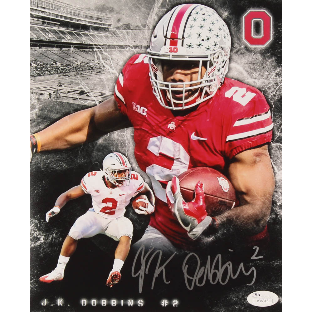 J.K. Dobbins Signed Ohio State Buckeyes 8x10 Photo (JSA COA) Pristine
