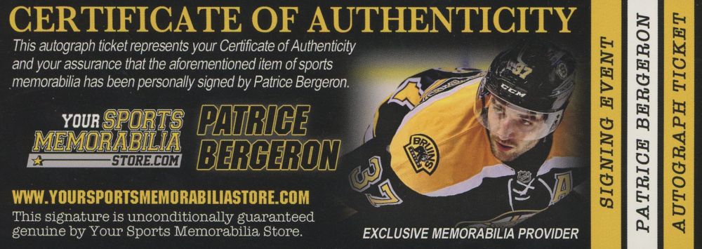 Patrice Bergeron Signed Jersey Inscribed "Gold" (Bergeron COA) at PristineAuction.com Patrice Bergeron Signed Jersey Inscribed "Gold" (Bergeron COA) at PristineAuction.com