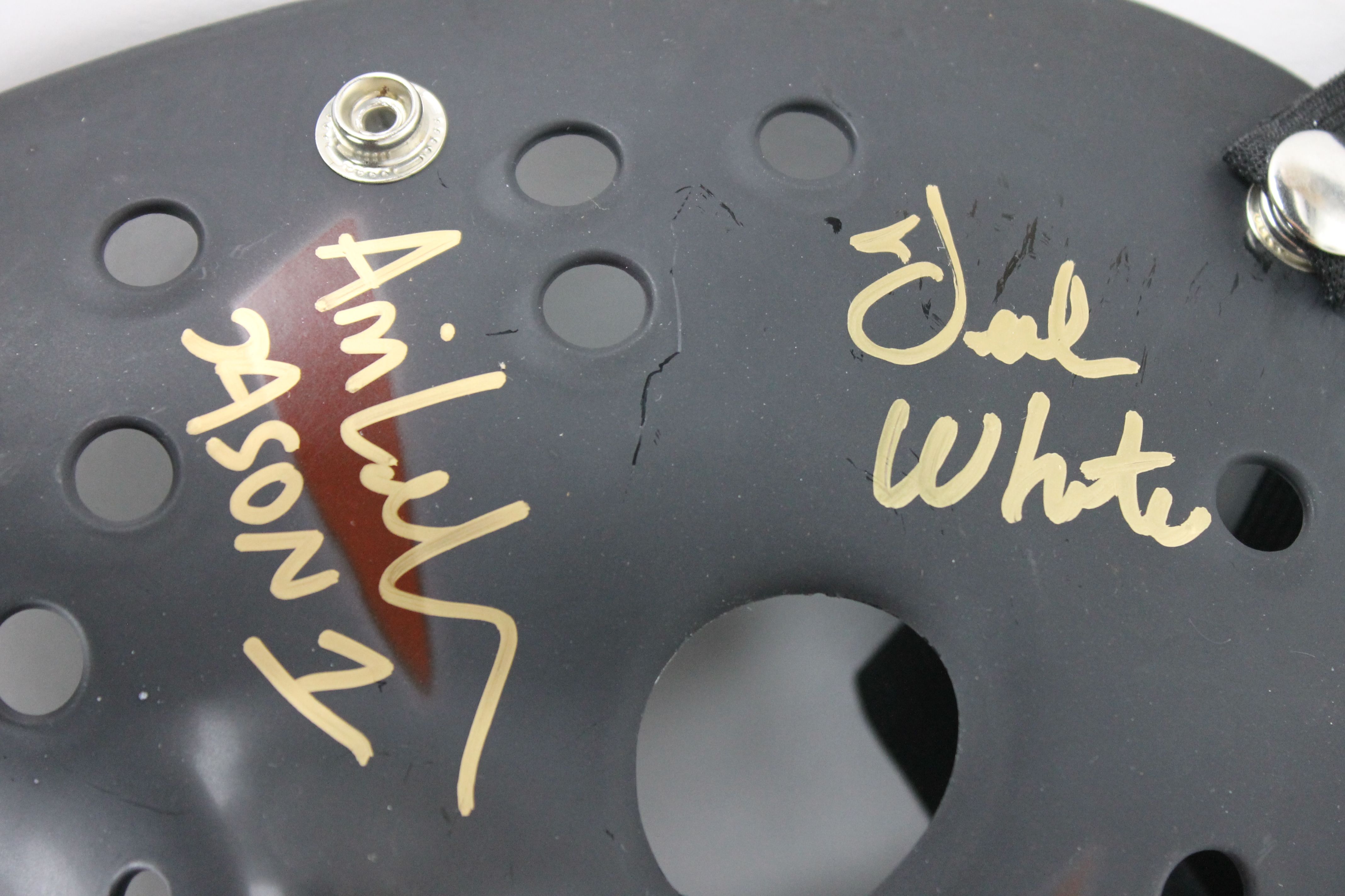 "Friday the 13th" Mask Signed by (4) with Kane Hodder, Ari Lehman, Ken Kirzinger & Ted White Inscribed "Jason", "Jason FOT" & "Jason 1" (JSA COA) at PristineAuction.com "Friday the 13th" Mask Signed by (4) with Kane Hodder, Ari Lehman, Ken Kirzinger & Ted White Inscribed "Jason", "Jason FOT" & "Jason 1" (JSA COA) at PristineAuction.com