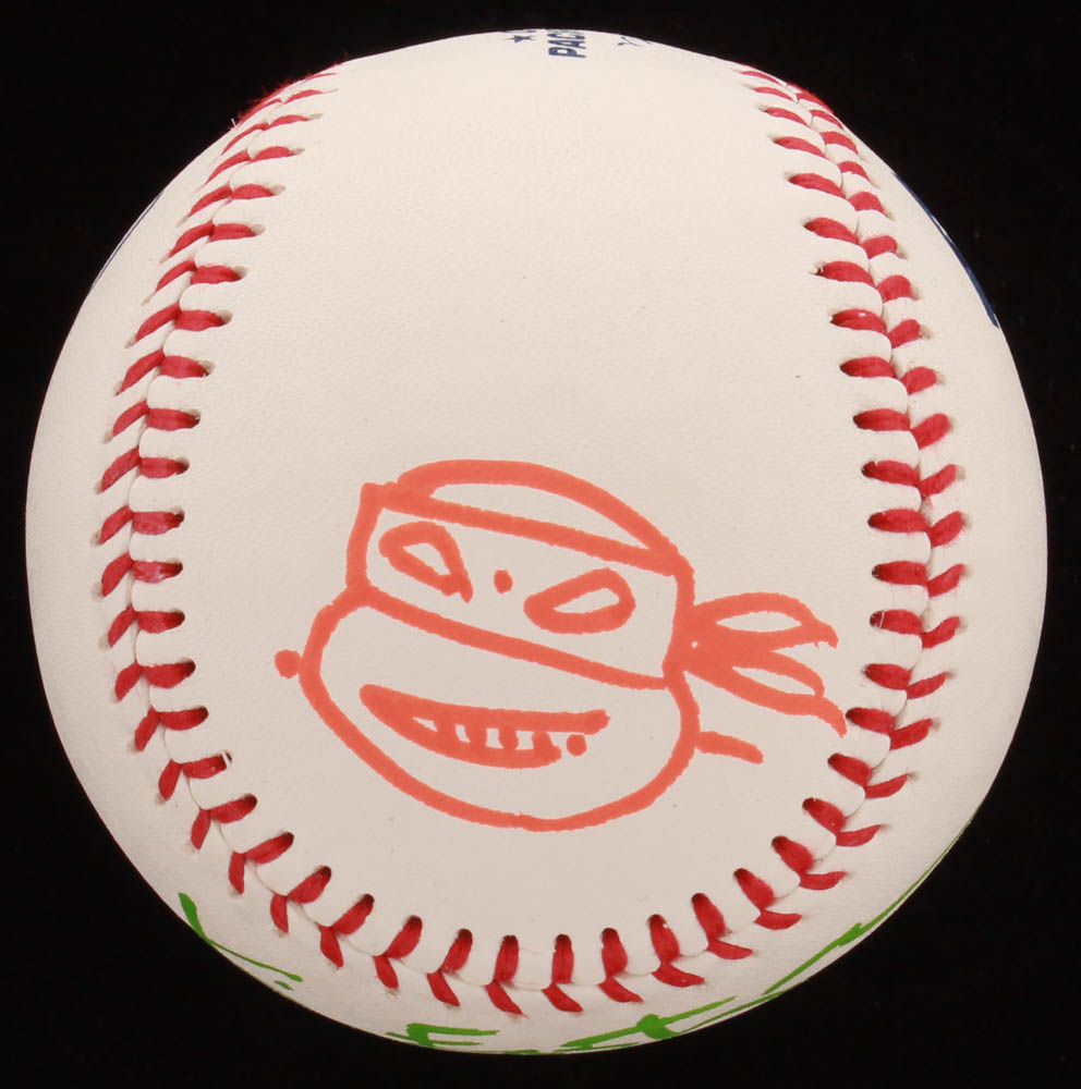 Kevin Eastman Signed Baseball with Hand-Drawn Michaelangelo Sketch (JSA COA) at PristineAuction.com Kevin Eastman Signed Baseball with Hand-Drawn Michaelangelo Sketch (JSA COA) at PristineAuction.com