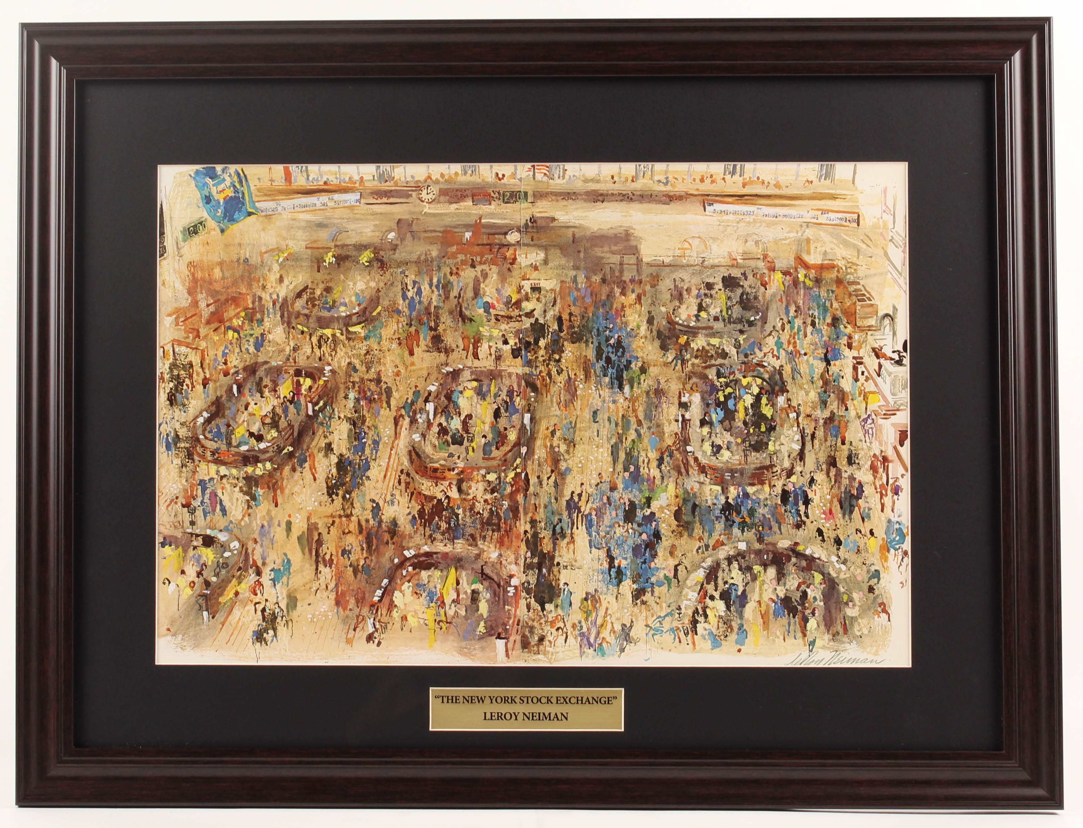 LeRoy Neiman "The New York Stock Exchange" 19x25 Custom Framed Print Display at PristineAuction.com LeRoy Neiman "The New York Stock Exchange" 19x25 Custom Framed Print Display at PristineAuction.com