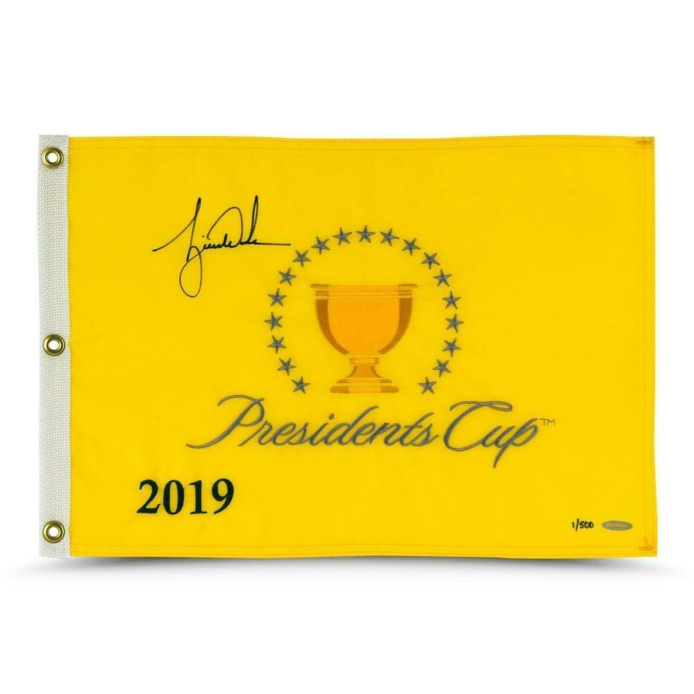 Tiger Woods Signed 2019 President's Cup LE Golf Pin Flag (UDA COA) at PristineAuction.com Tiger Woods Signed 2019 President's Cup LE Golf Pin Flag (UDA COA) at PristineAuction.com
