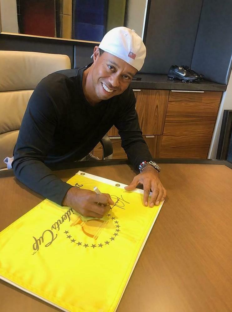 Tiger Woods Signed 2019 President's Cup LE Golf Pin Flag (UDA COA) at PristineAuction.com Tiger Woods Signed 2019 President's Cup LE Golf Pin Flag (UDA COA) at PristineAuction.com