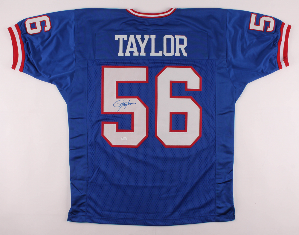 thumbnail interactive-video image 1 of Autographed Lawrence Taylor New York Giants Blue Football Jersey – JSA Certified, Gem Mint 1 of 2