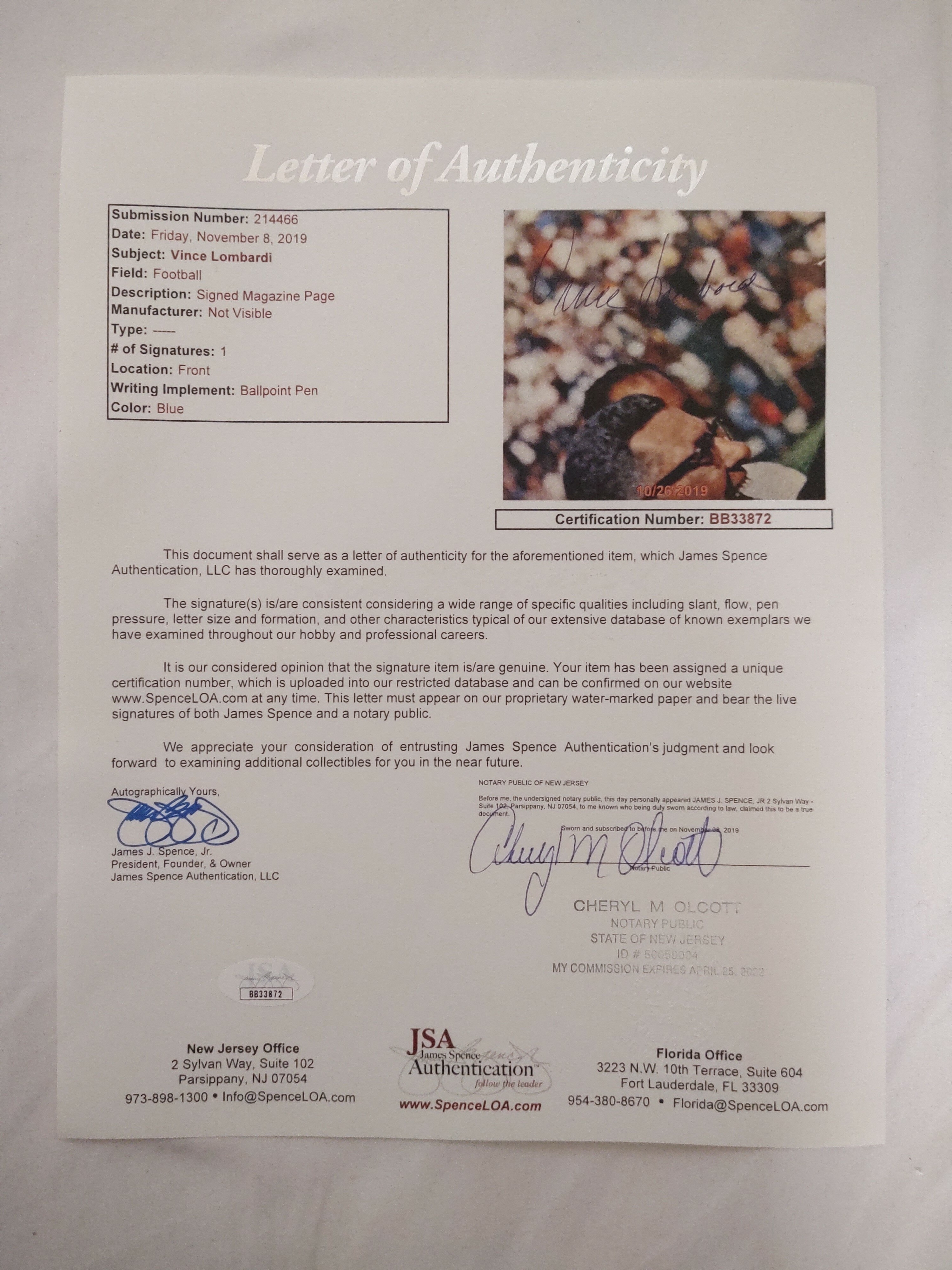 Vince Lombardi Signed Packers 13x20 Custom Framed Magazine Page Display (JSA LOA) at PristineAuction.com Vince Lombardi Signed Packers 13x20 Custom Framed Magazine Page Display (JSA LOA) at PristineAuction.com