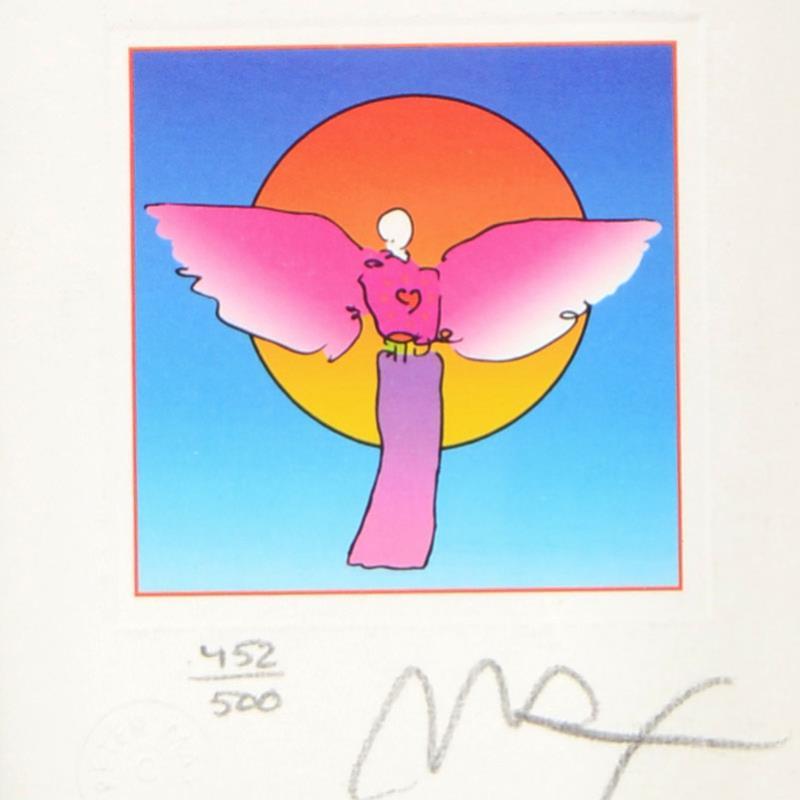 Peter Max Signed "Angel with Sun" Limited Edition 10x11 Custom Framed Lithograph #452/500 at PristineAuction.com Peter Max Signed "Angel with Sun" Limited Edition 10x11 Custom Framed Lithograph #452/500 at PristineAuction.com