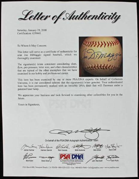 Joe DiMaggio Signed All-Star Baseball (PSA LOA) at PristineAuction.com Joe DiMaggio Signed All-Star Baseball (PSA LOA) at PristineAuction.com