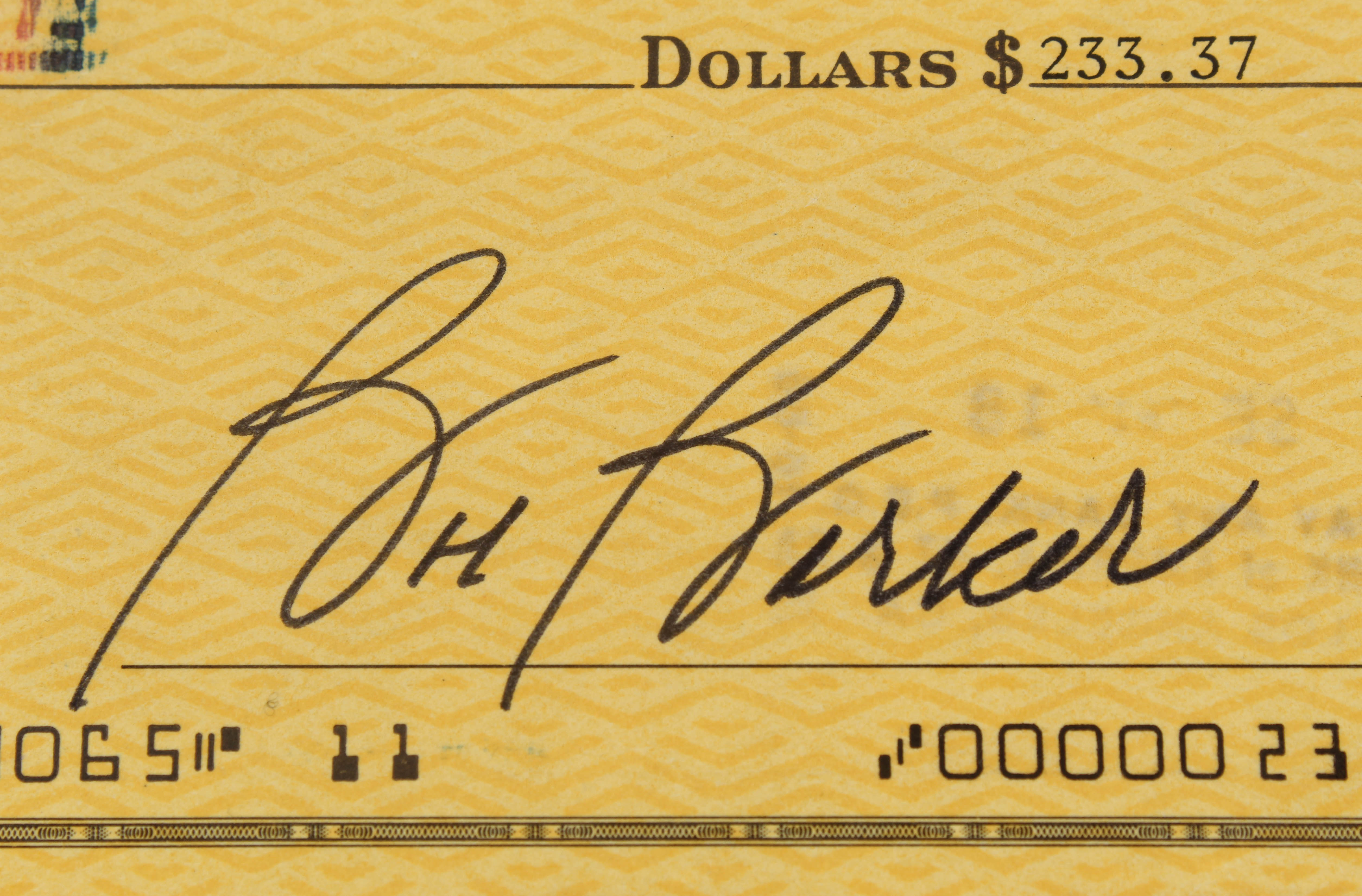 Bob Barker Signed "Happy Gilmore" 16x16 Custom Framed Personal Bank Check Display (PSA Hologram) at PristineAuction.com Bob Barker Signed "Happy Gilmore" 16x16 Custom Framed Personal Bank Check Display (PSA Hologram) at PristineAuction.com