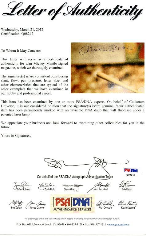 Mickey Mantle Signed Yankees 7x9 Magazine Page (PSA LOA) at PristineAuction.com Mickey Mantle Signed Yankees 7x9 Magazine Page (PSA LOA) at PristineAuction.com