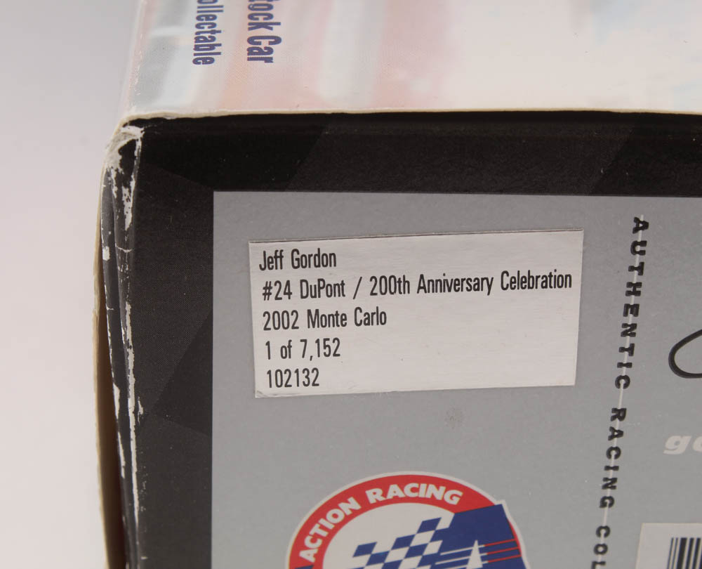 Jeff Gordon LE #24 DuPont / 200th Anniversary Celebration 2002 Monte Carlo 1:24 Scale Die Cast Car at PristineAuction.com Jeff Gordon LE #24 DuPont / 200th Anniversary Celebration 2002 Monte Carlo 1:24 Scale Die Cast Car at PristineAuction.com