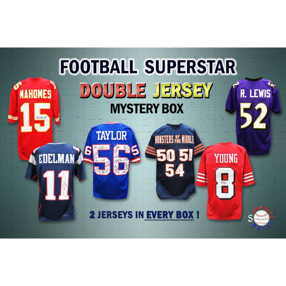 Schwartz Sports DOUBLE Football Jersey Signed Football Superstar