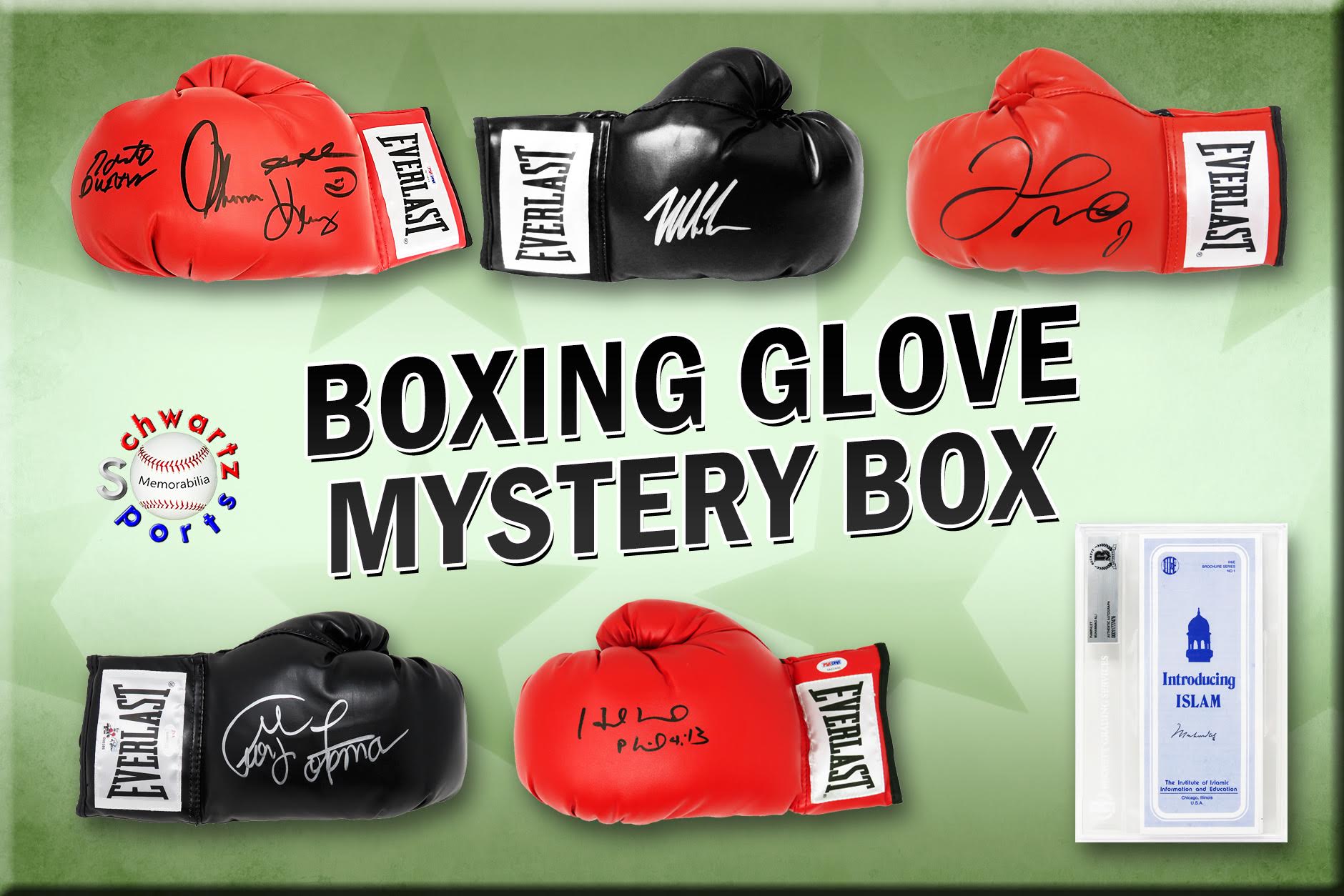 Schwartz Sports Boxing Superstar Signed Mystery Boxing Glove - Series 5 (Limited to 100) **MUHAMMAD ALI Autograph – Grand Prize** at PristineAuction.com Schwartz Sports Boxing Superstar Signed Mystery Boxing Glove - Series 5 (Limited to 100) **MUHAMMAD ALI Autograph – Grand Prize** at PristineAuction.com
