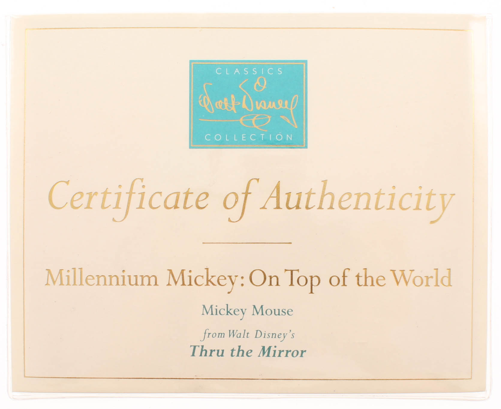 Walt Disney's "Thru the Mirror Millennium Mickey: On Top of the World" Classic Collection Set With Ceramic Sculpture, Lithograph, Fine Art Print & Mickey Mouse Pin at PristineAuction.com Walt Disney's "Thru the Mirror Millennium Mickey: On Top of the World" Classic Collection Set With Ceramic Sculpture, Lithograph, Fine Art Print & Mickey Mouse Pin at PristineAuction.com