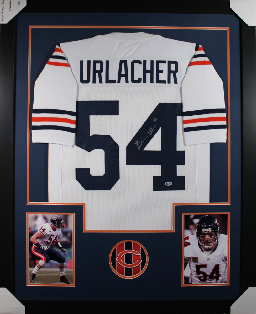 Brian Urlacher Signed 35x43 Custom Framed Jersey Display (Beckett COA) | Pristine Auction
