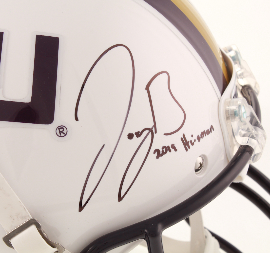 Joe Burrow Signed LSU Tigers Full-Size Helmet Inscribed "2019 Heisman" (Beckett COA) at PristineAuction.com Joe Burrow Signed LSU Tigers Full-Size Helmet Inscribed "2019 Heisman" (Beckett COA) at PristineAuction.com