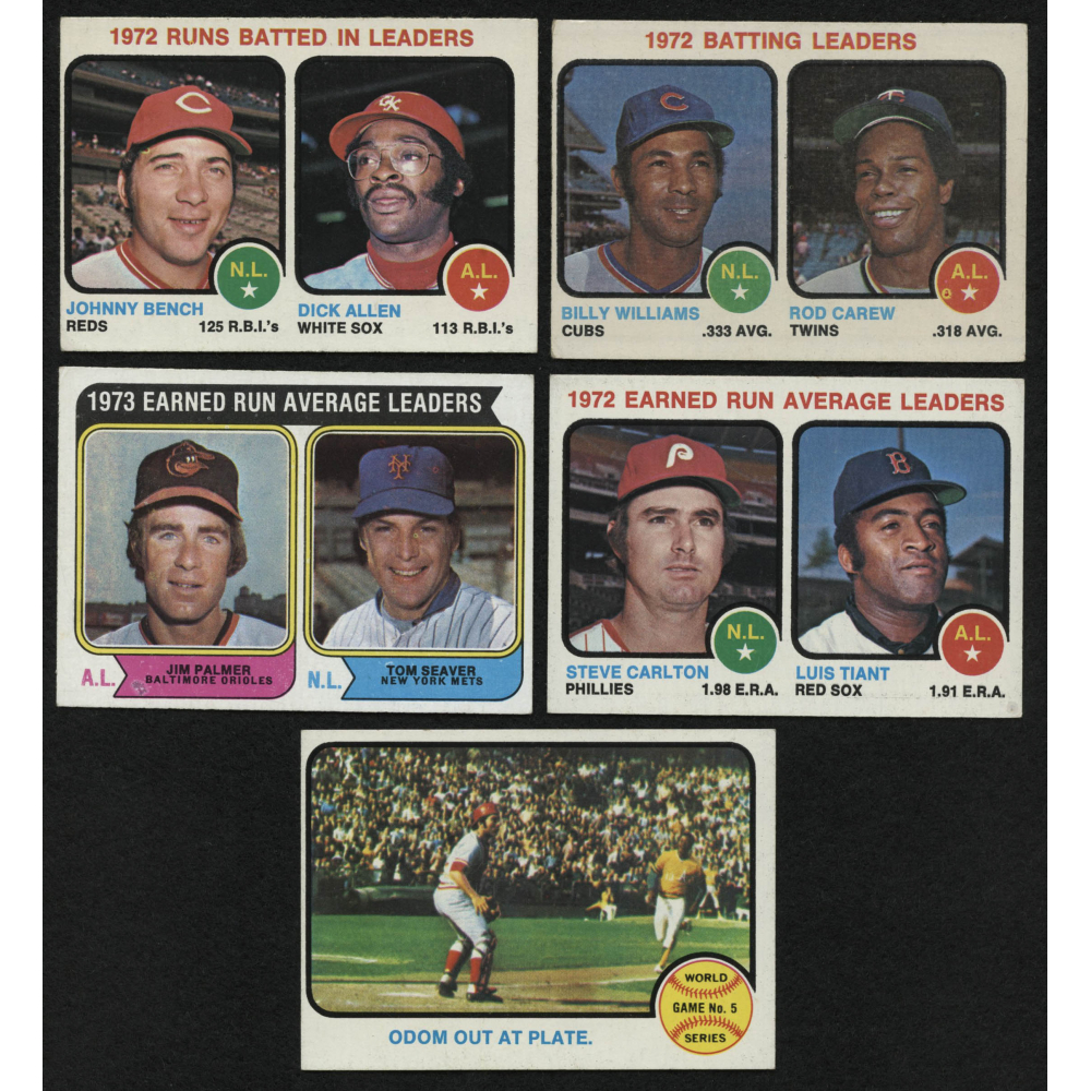 Lot of (5) 1973 & 1974 Topps Baseball Cards with 1973 Topps 61