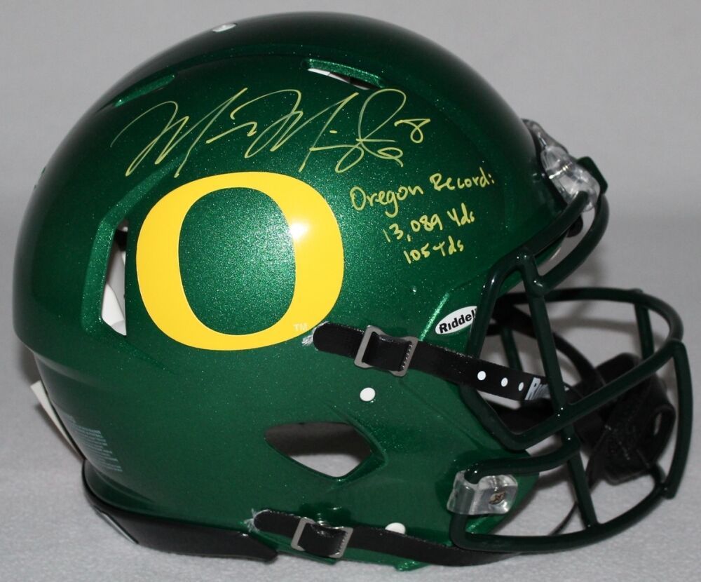 Marcus Mariota Signed Oregon Ducks LE Full-Size Authentic On-Field Speed Helmet Inscribed "Oregon Record: 13,089 Yds, 105 Tds" (Steiner COA) at PristineAuction.com Marcus Mariota Signed Oregon Ducks LE Full-Size Authentic On-Field Speed Helmet Inscribed "Oregon Record: 13,089 Yds, 105 Tds" (Steiner COA) at PristineAuction.com