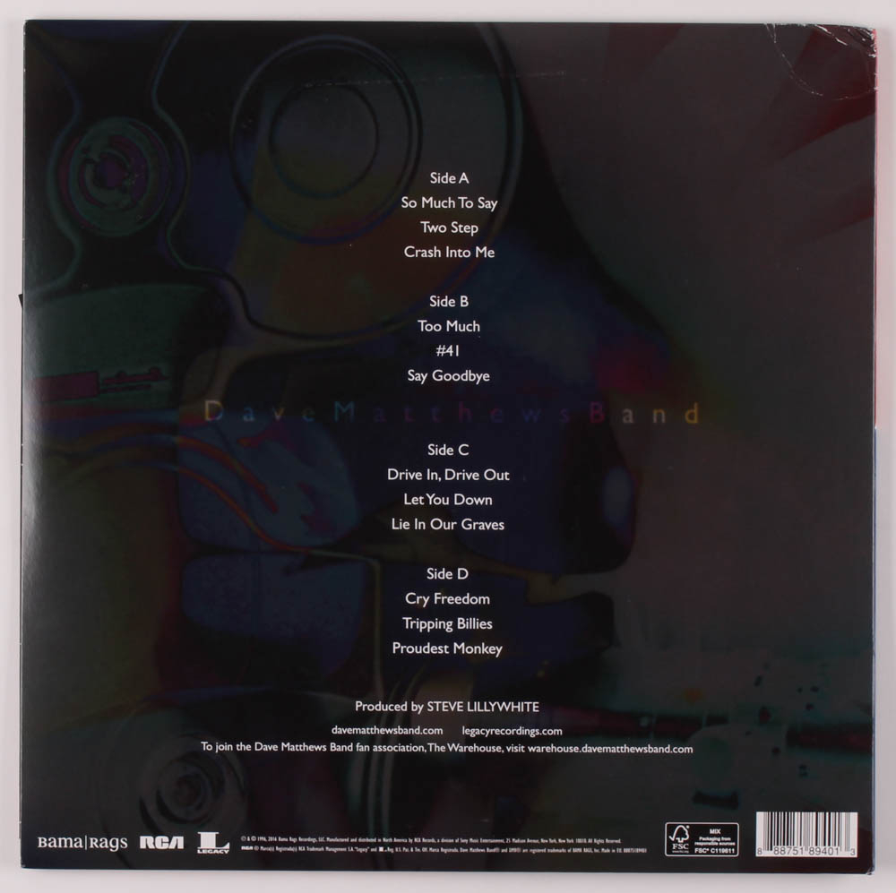 Dave Matthews Signed Dave Matthews Band "Crash" Vinyl Record Album