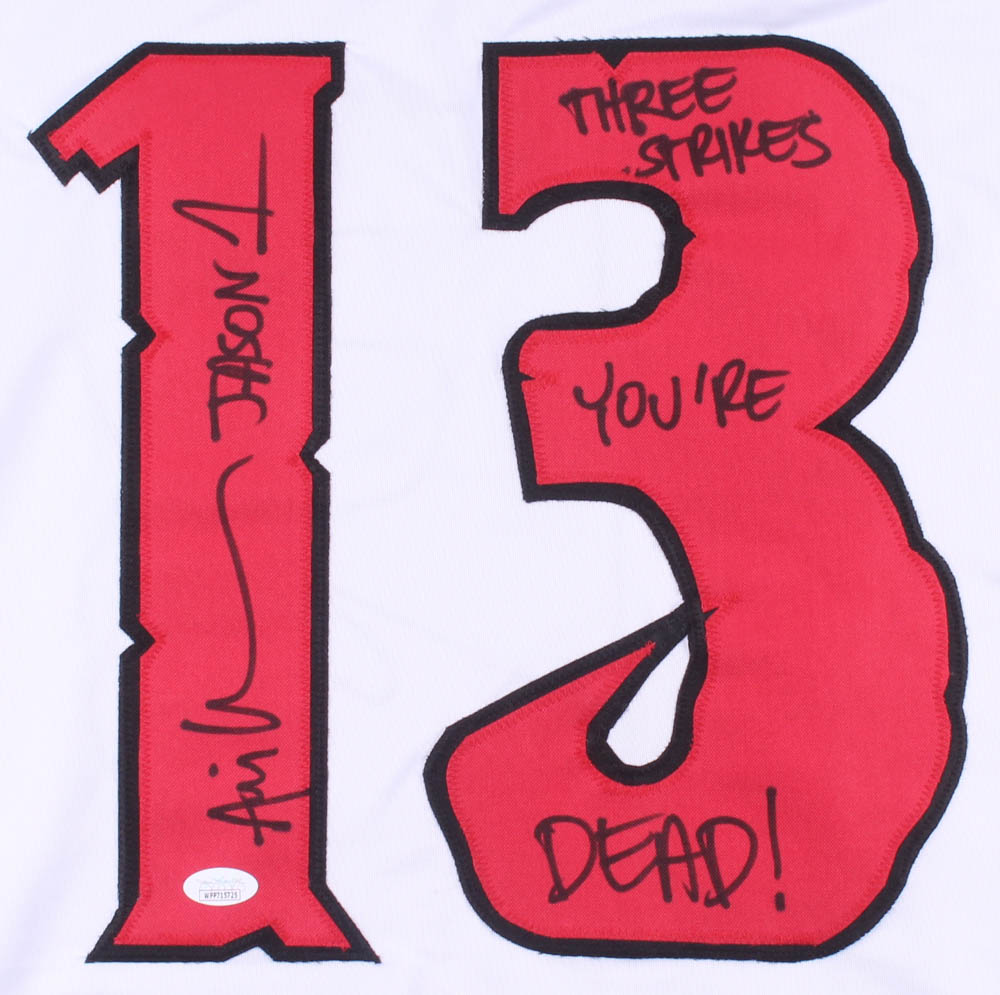 Ari Lehman Signed Jersey Inscribed "Jason 1" & "Three Strikes You're Dead!" (JSA COA) at PristineAuction.com Ari Lehman Signed Jersey Inscribed "Jason 1" & "Three Strikes You're Dead!" (JSA COA) at PristineAuction.com