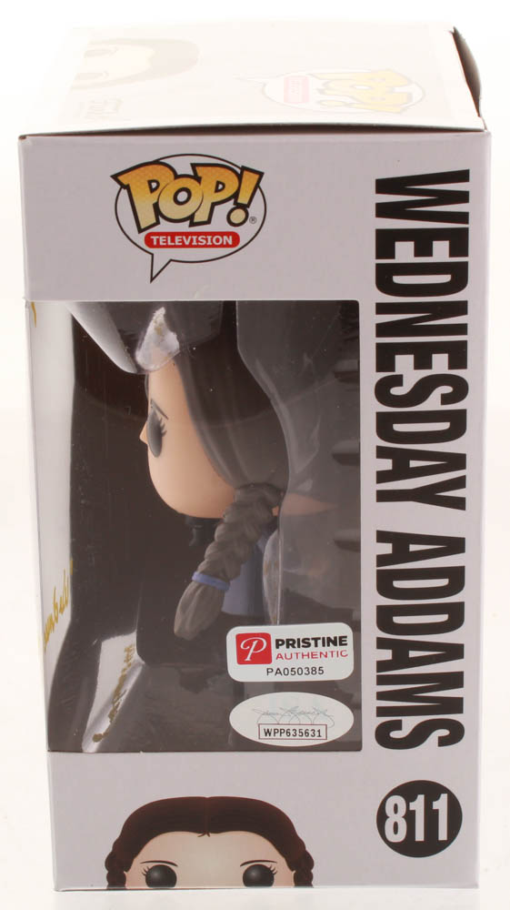 Lisa Loring Signed "The Addams Family" - Wednesday Addams #811 Funko Pop! Vinyl Figure Inscribed "Wednesday" (JSA COA) at PristineAuction.com Lisa Loring Signed "The Addams Family" - Wednesday Addams #811 Funko Pop! Vinyl Figure Inscribed "Wednesday" (JSA COA) at PristineAuction.com