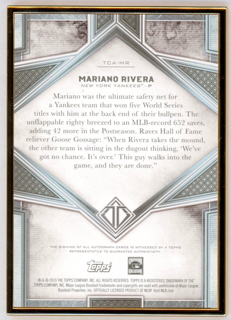 Mariano Rivera 2019 Topps Transcendent Autographs Emerald #TCAMR at PristineAuction.com Mariano Rivera 2019 Topps Transcendent Autographs Emerald #TCAMR at PristineAuction.com