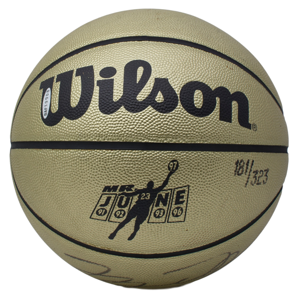 Michael Jordan Signed LE Mr. June Gold Basketball with High-Quality Display Case (UDA COA) at PristineAuction.com Michael Jordan Signed LE Mr. June Gold Basketball with High-Quality Display Case (UDA COA) at PristineAuction.com