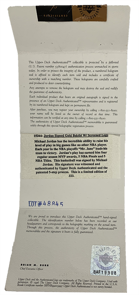 Michael Jordan Signed LE Mr. June Gold Basketball with High-Quality Display Case (UDA COA) at PristineAuction.com Michael Jordan Signed LE Mr. June Gold Basketball with High-Quality Display Case (UDA COA) at PristineAuction.com
