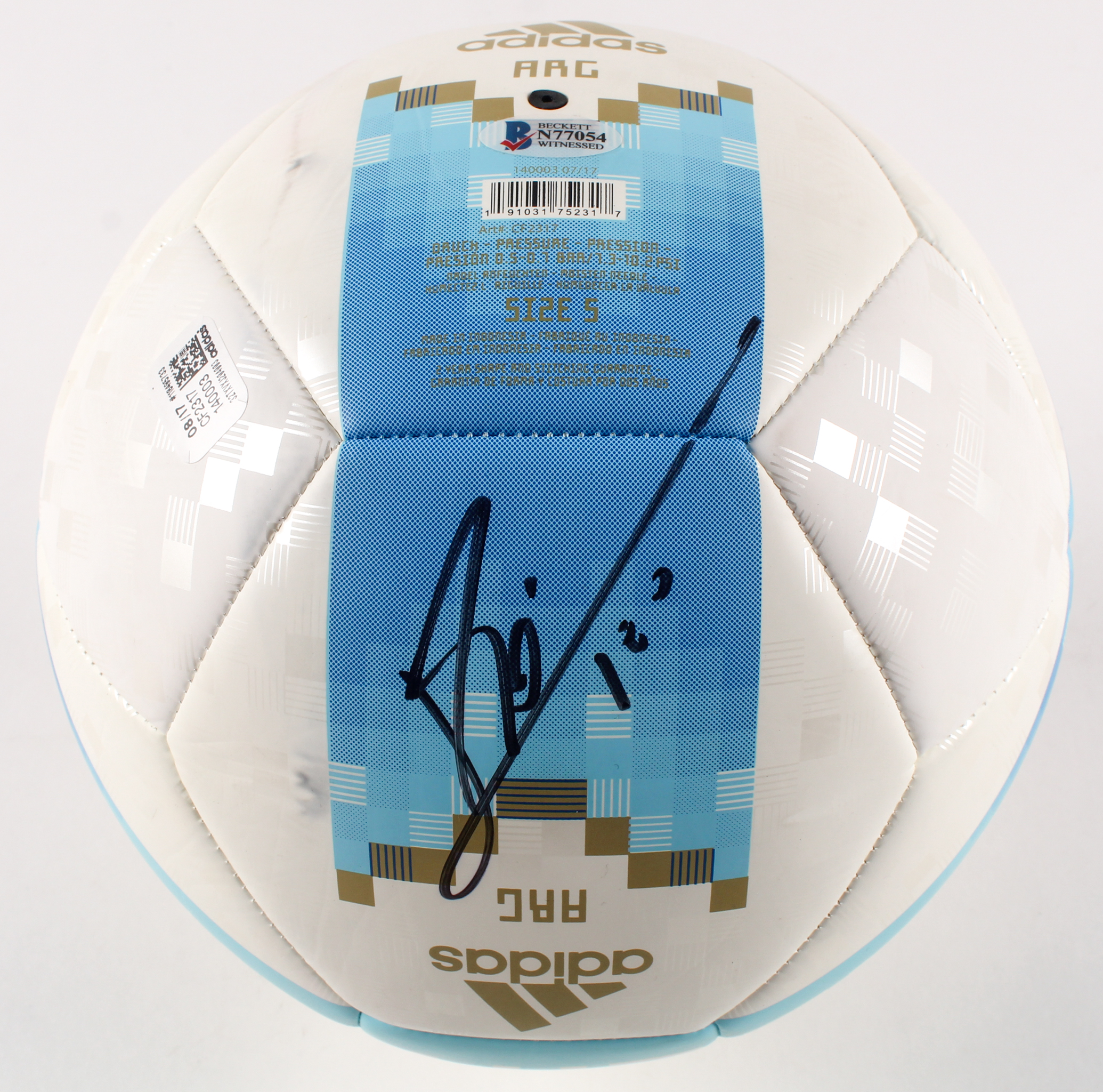 Lionel Messi Signed 2018 Argentina FIFA World Cup Logo Soccer Ball Inscribed "Leo" (Beckett COA) at PristineAuction.com Lionel Messi Signed 2018 Argentina FIFA World Cup Logo Soccer Ball Inscribed "Leo" (Beckett COA) at PristineAuction.com