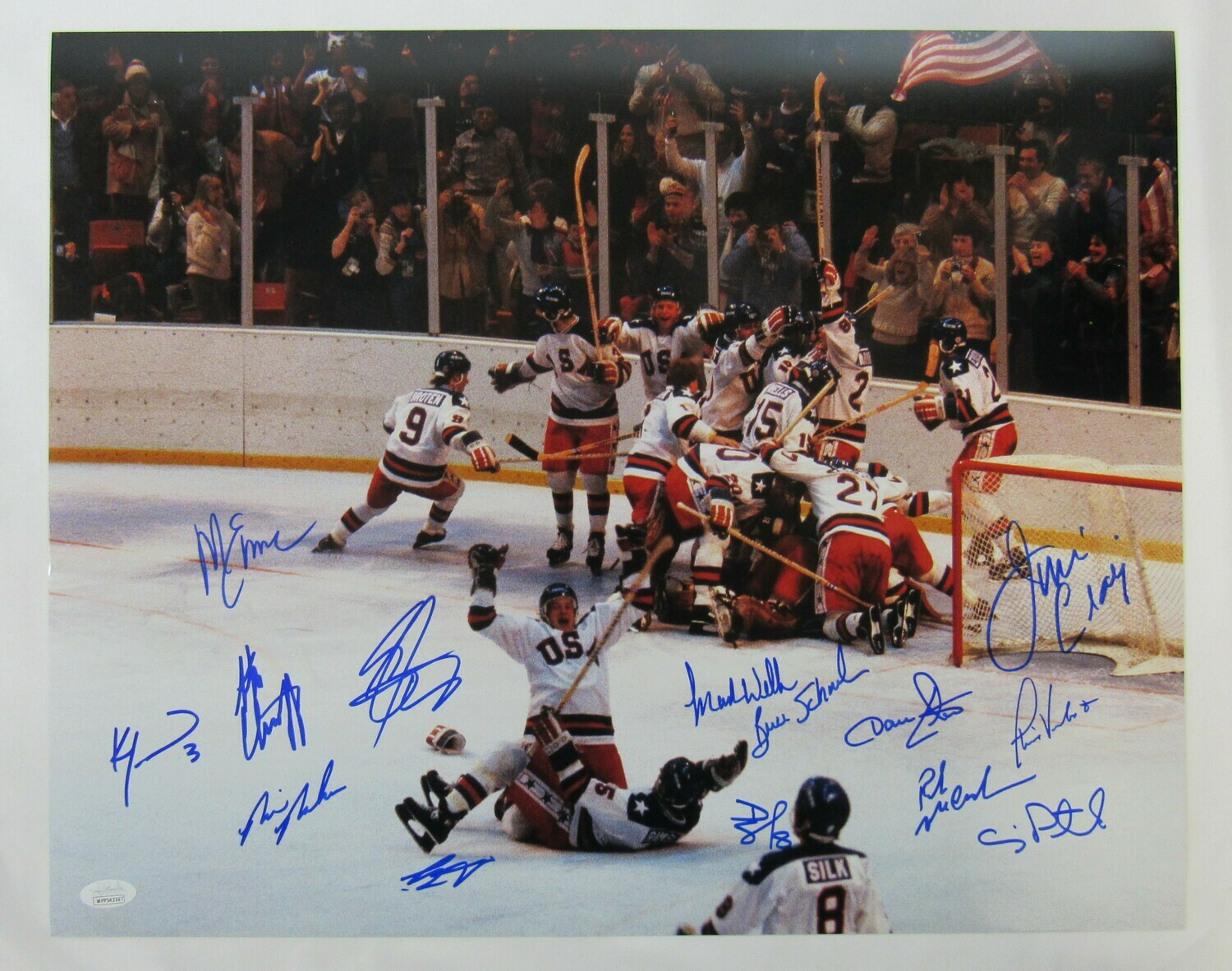 1980 Team USA "Miracle on Ice" 16x20 Photo Signed by (14) with Jim Craig, Mike Eruzione, Craig Patrick, Ken Morrow (JSA Hologram) at PristineAuction.com 1980 Team USA "Miracle on Ice" 16x20 Photo Signed by (14) with Jim Craig, Mike Eruzione, Craig Patrick, Ken Morrow (JSA Hologram) at PristineAuction.com